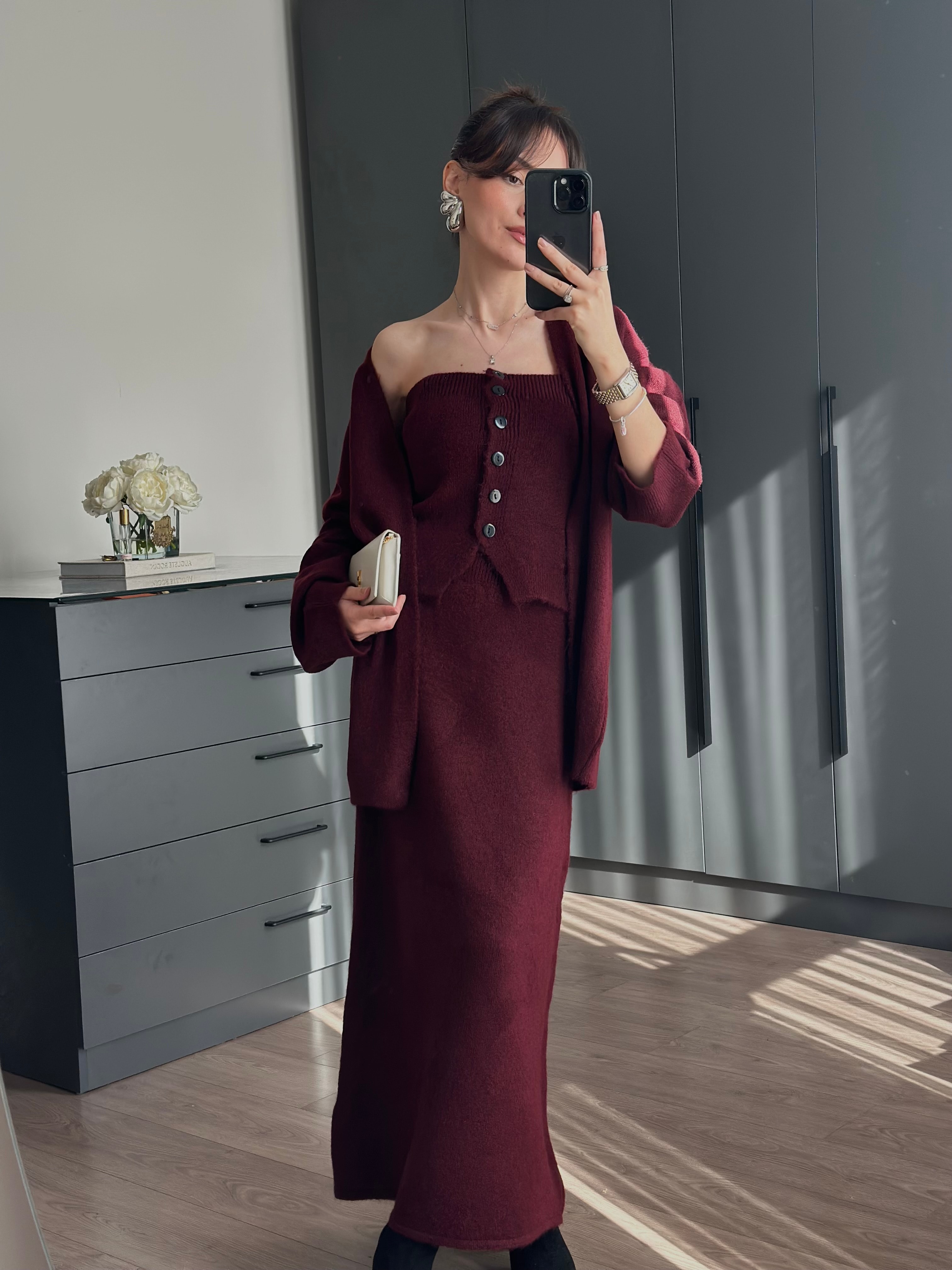 BORDO RENGİ TRİKO 3'LÜ TAKIM