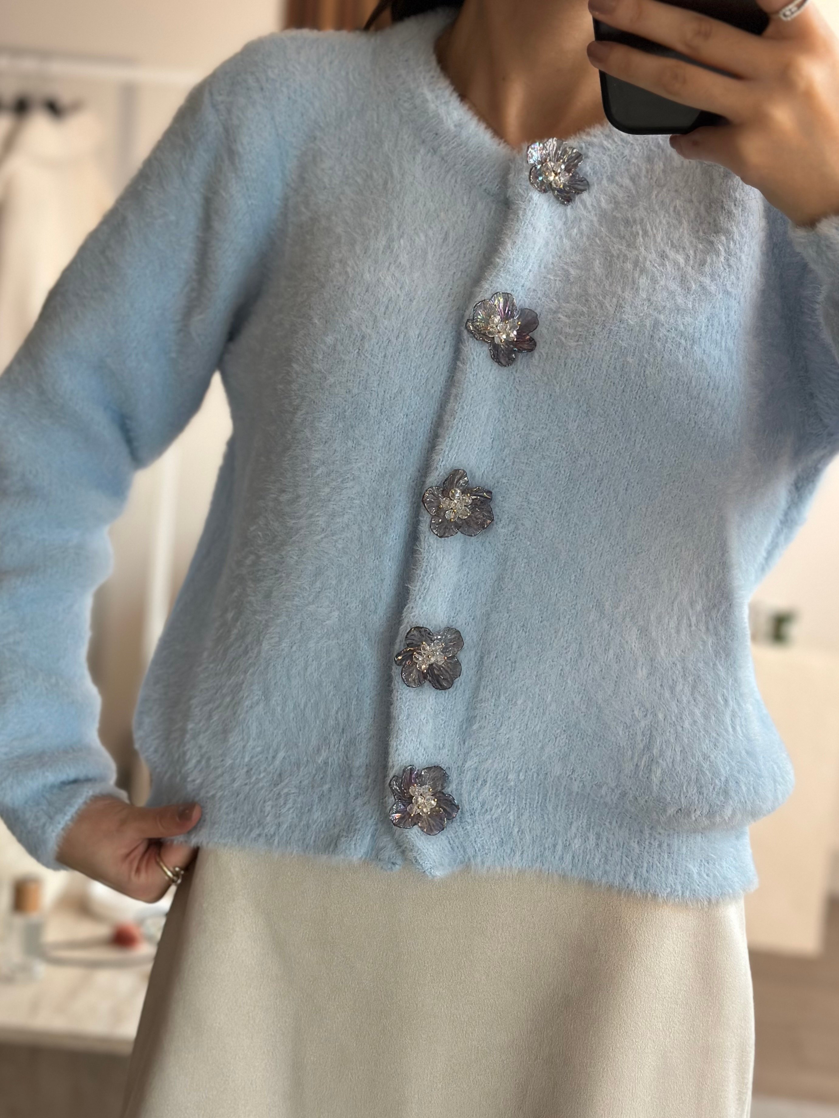 BEBE MAVİSİ ÇİÇEK TAŞLI HIRKA