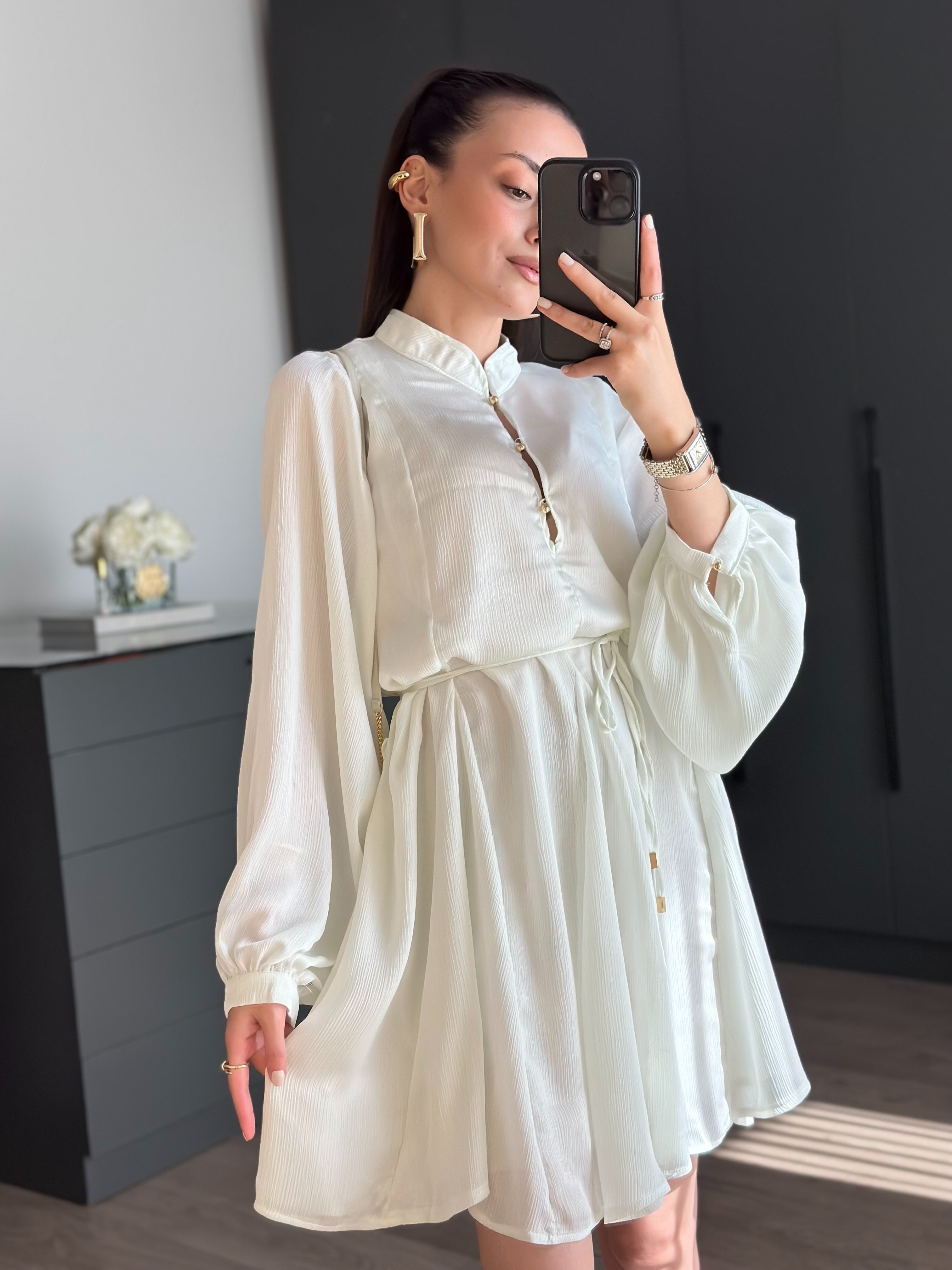 TASARIM YAKA DETAYLI ELBİSE