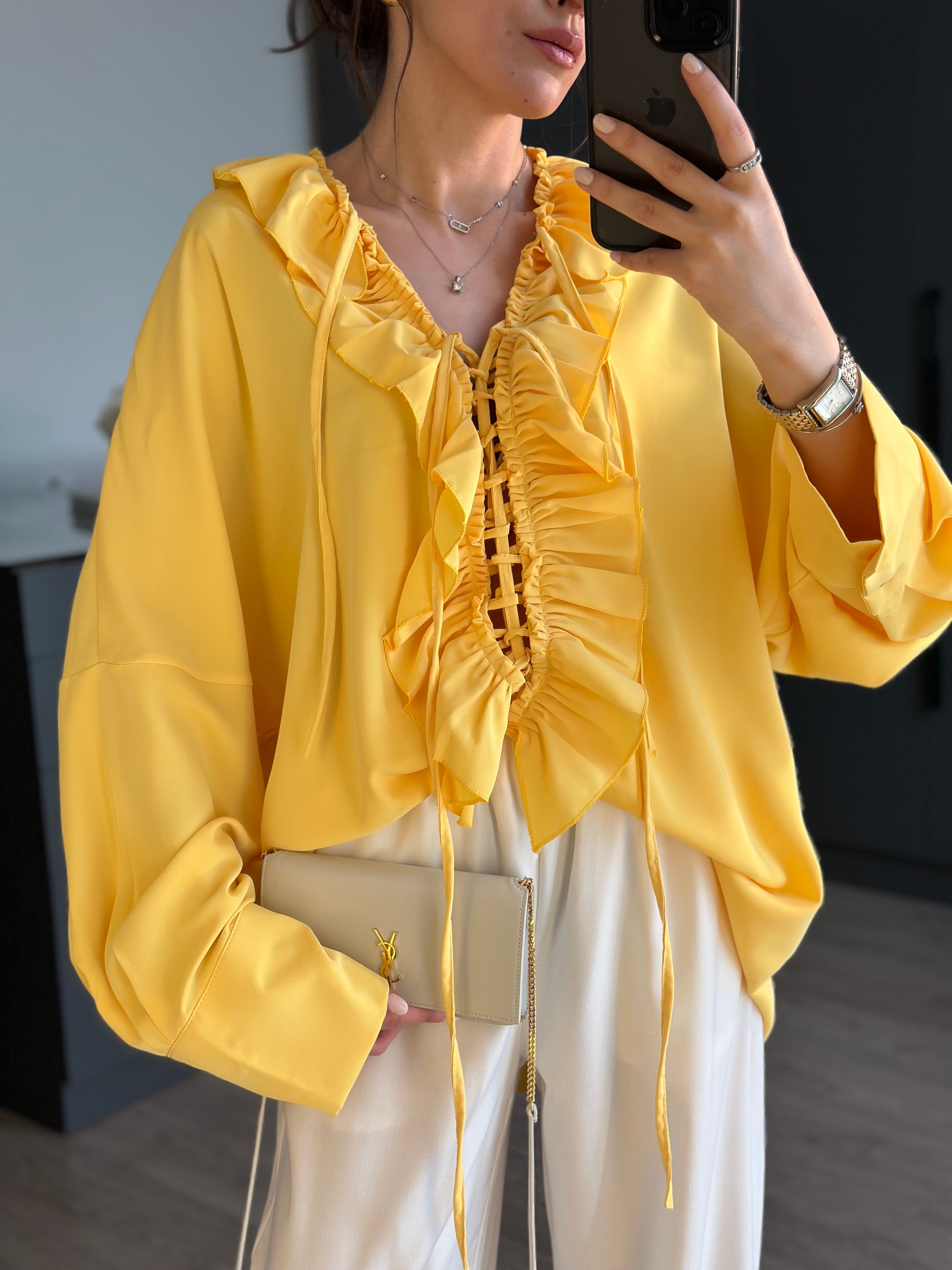 MARKA MODEL SARI VOLANT GÖMLEK