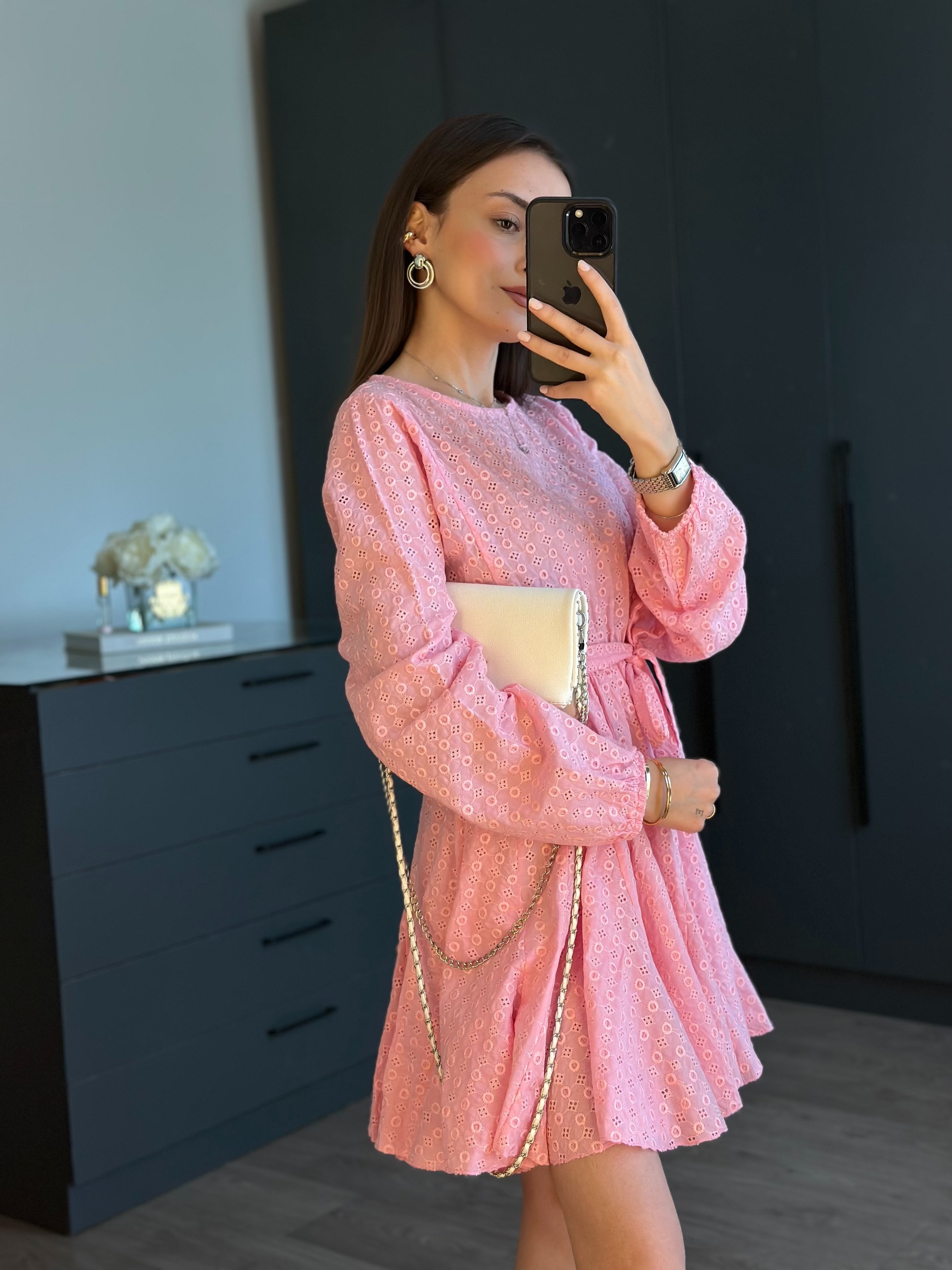 PEMBE FİSTO KLOŞ ELBİSE