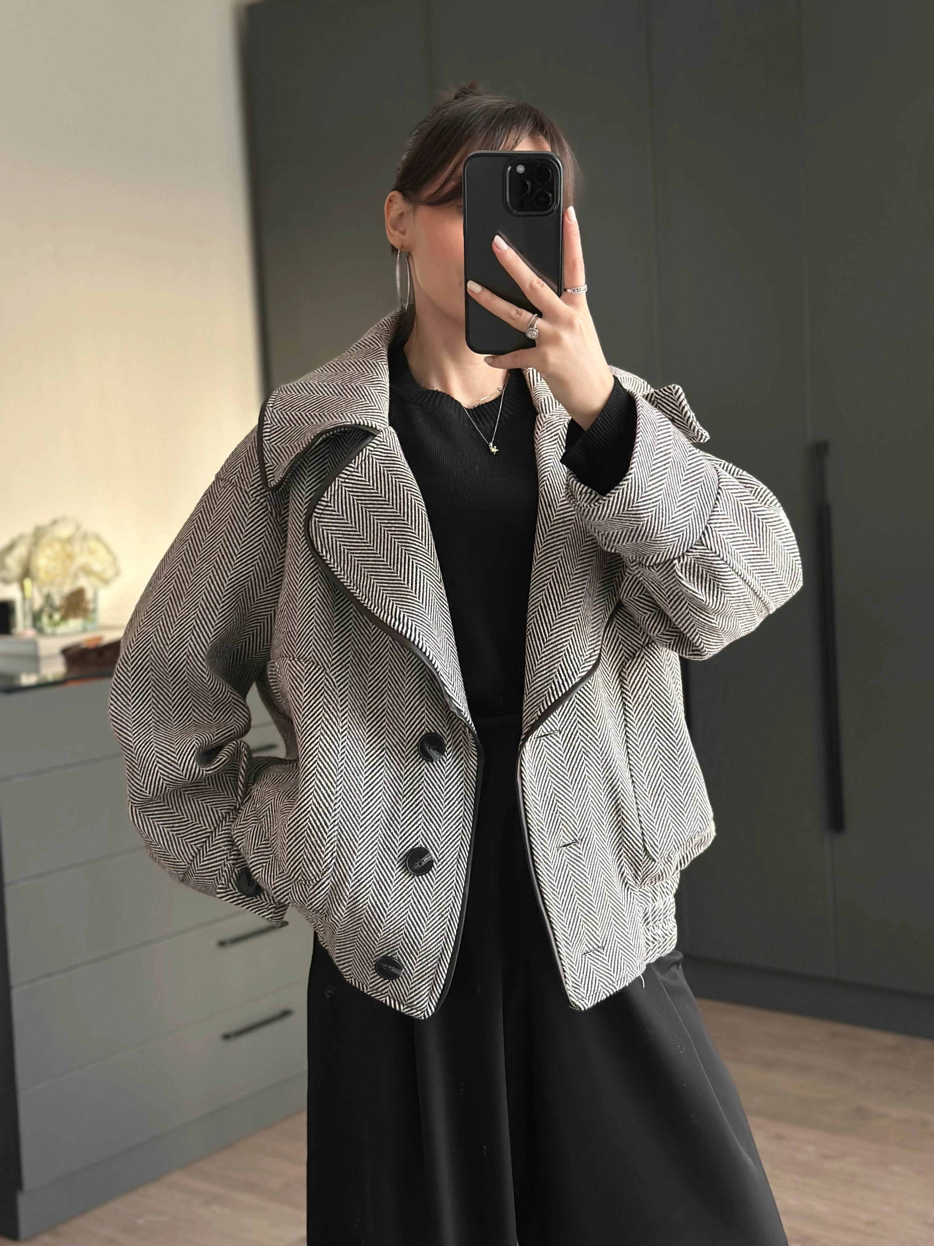 BALIK SIRTI KRUVAZE YAKA CEKET