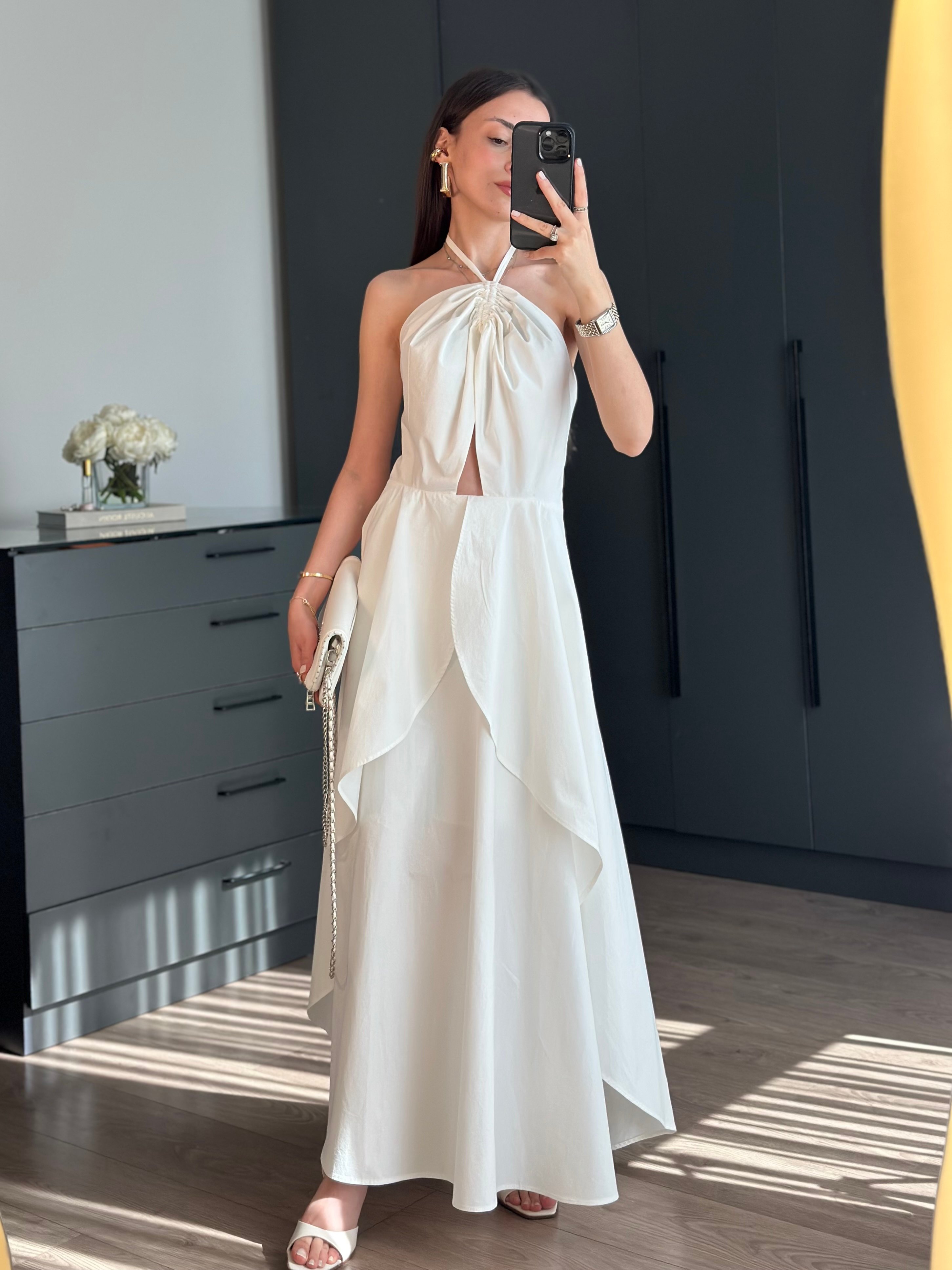 TIANA TASARIM  BOYUNDAN BAĞLAMA MODEL ELBİSE