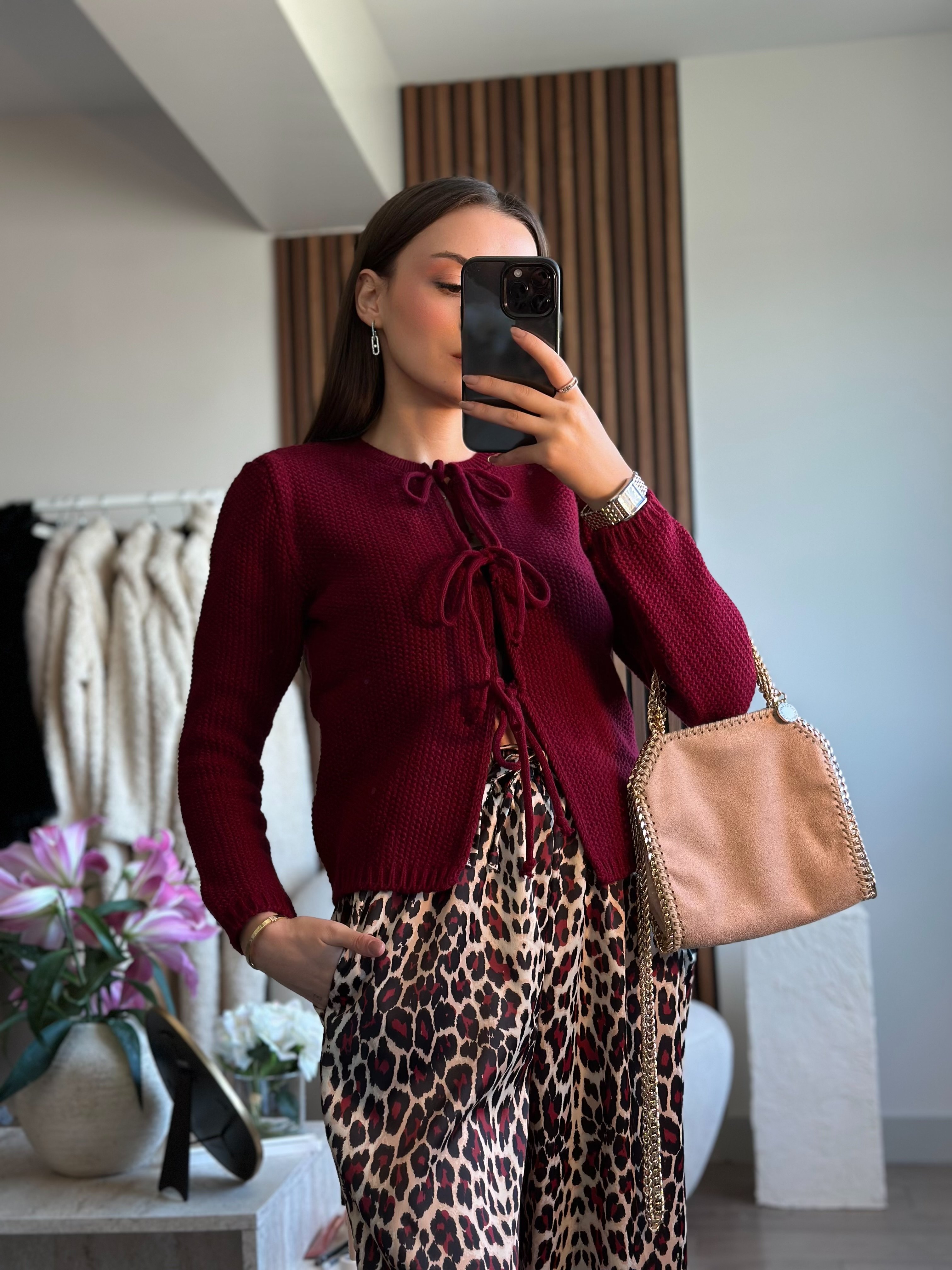 BORDO ÖRME BAĞCIKLI HIRKA