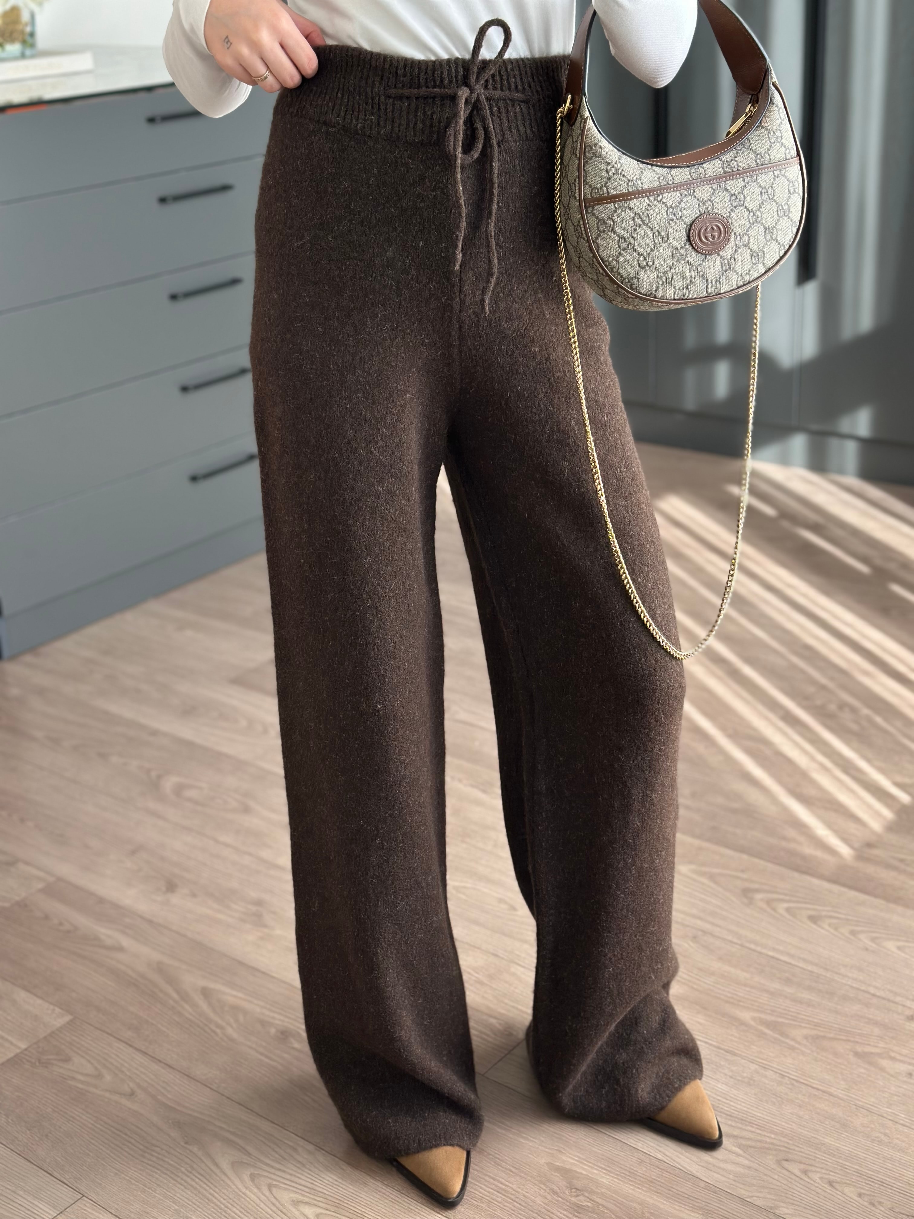 YUMUŞAK DOKULU TRİKO KAHVE PANTOLON