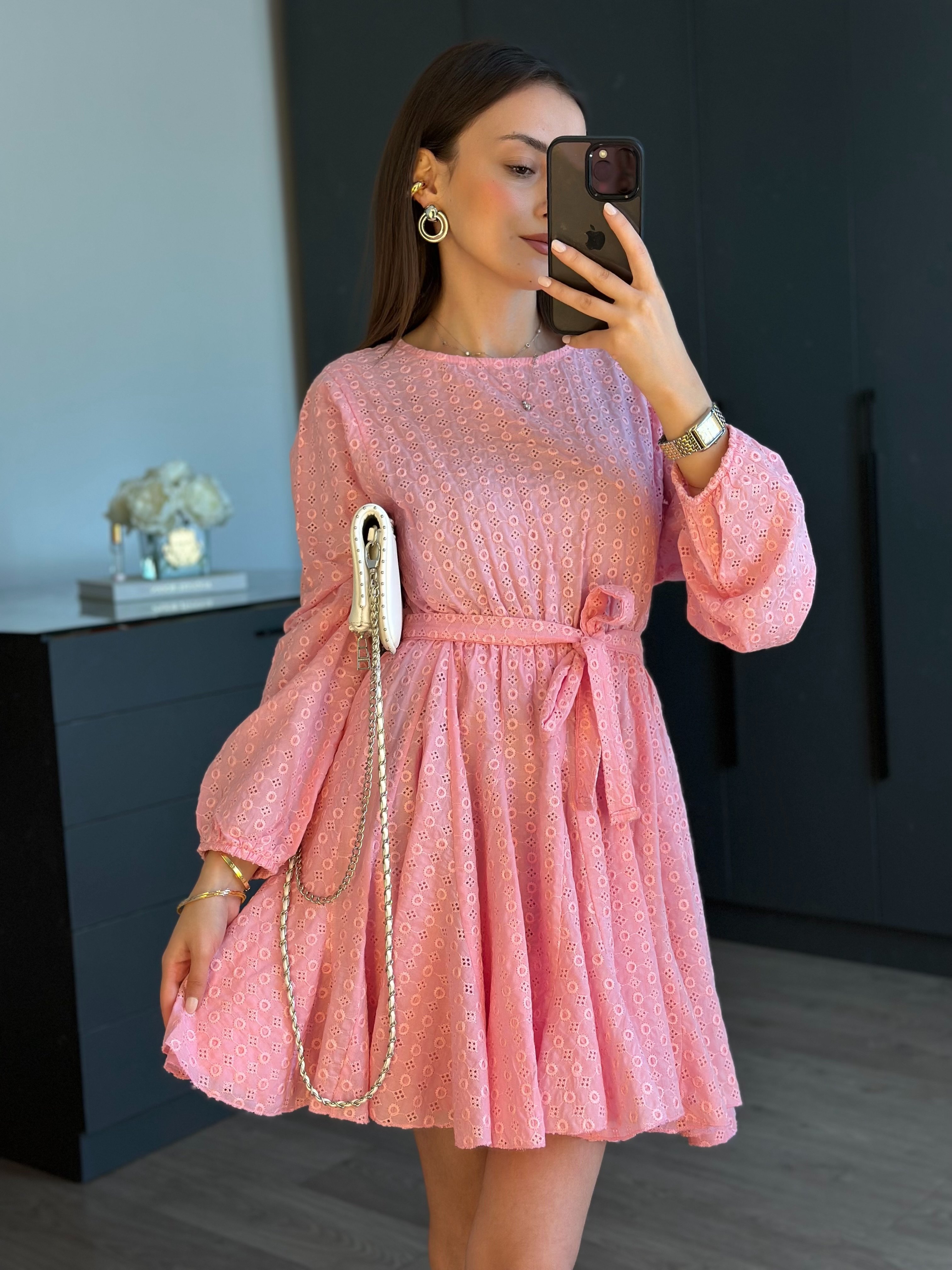 PEMBE FİSTO KLOŞ ELBİSE