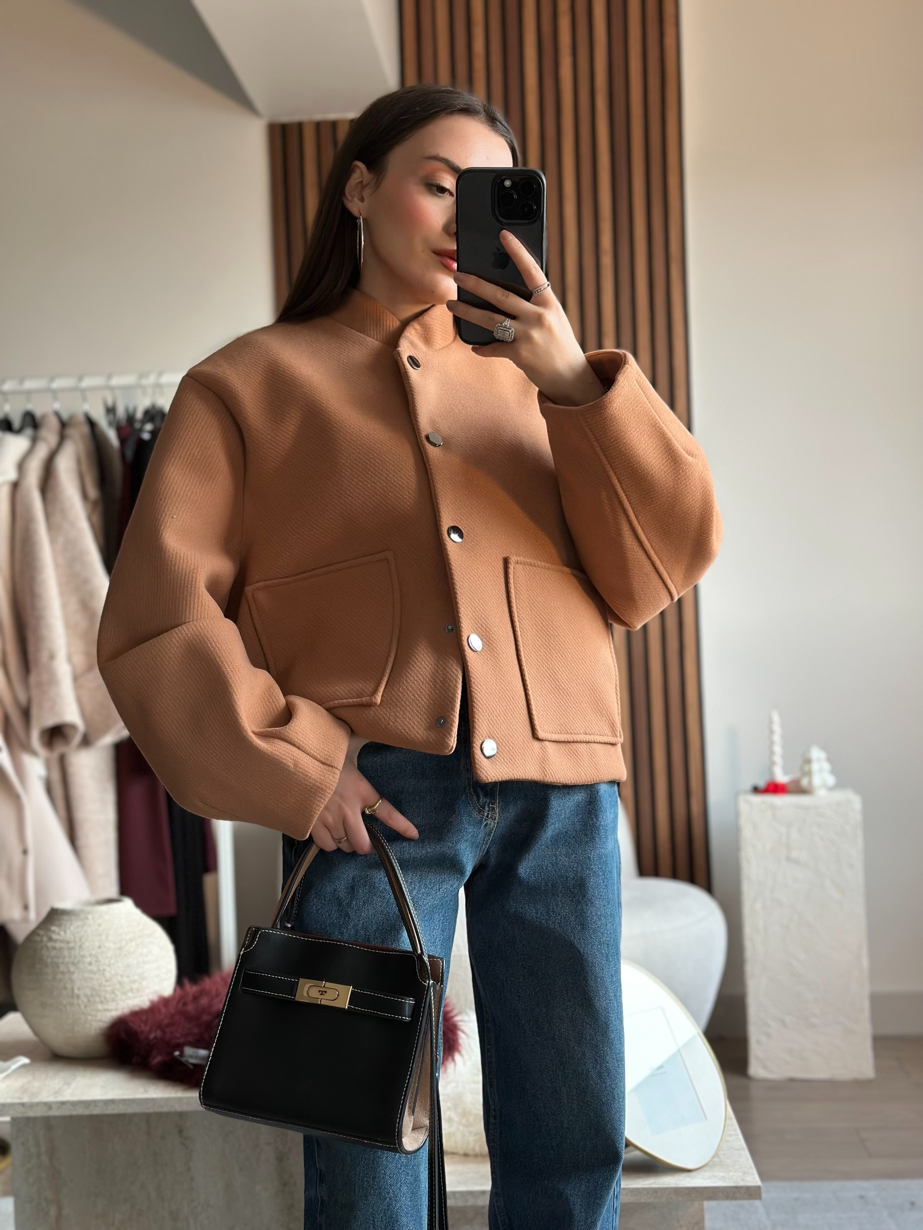 CAMEL PREMIUM CEPLİ BOMBER CEKET