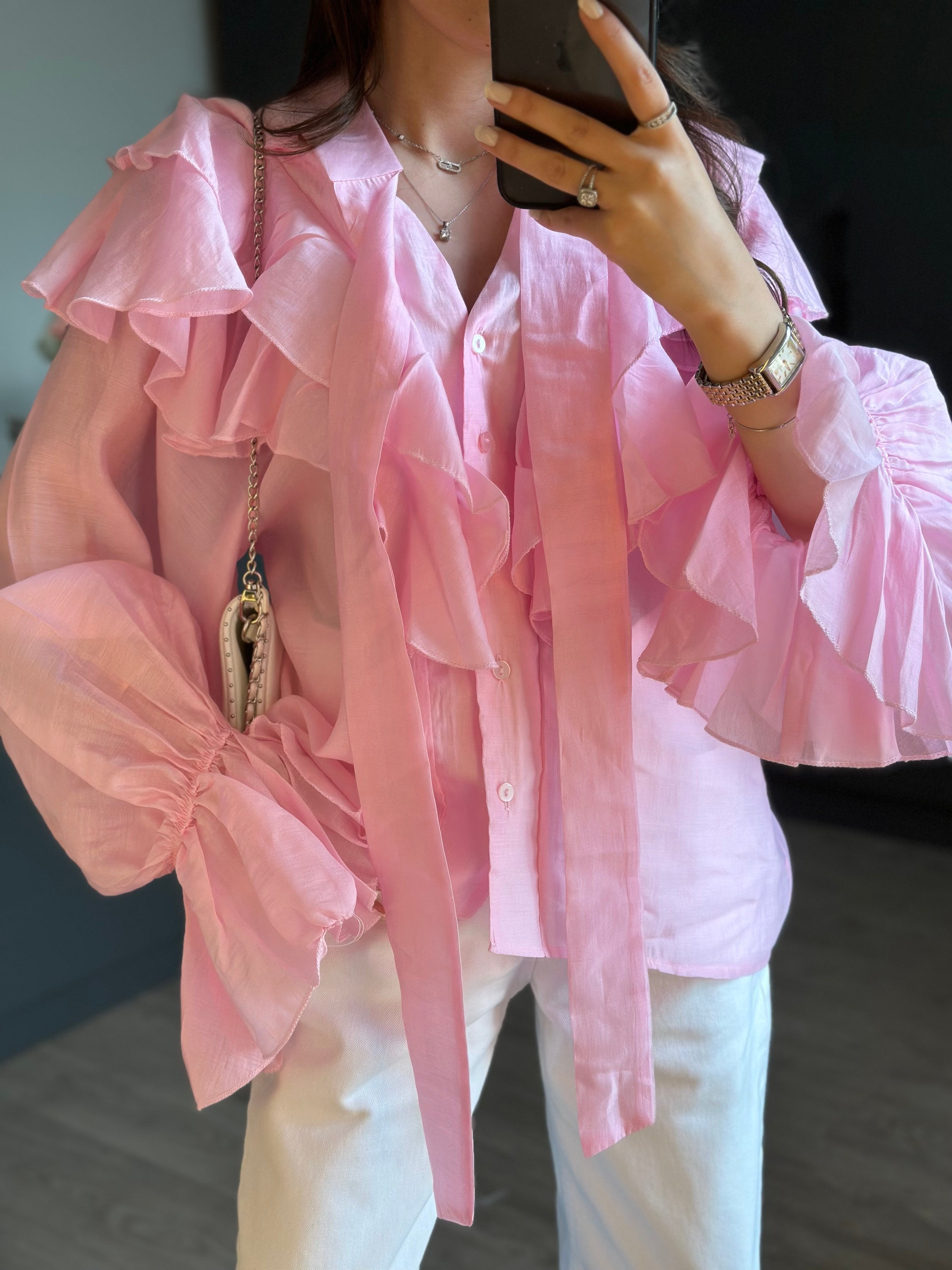 PEMBE REUTTE GÖMLEK
