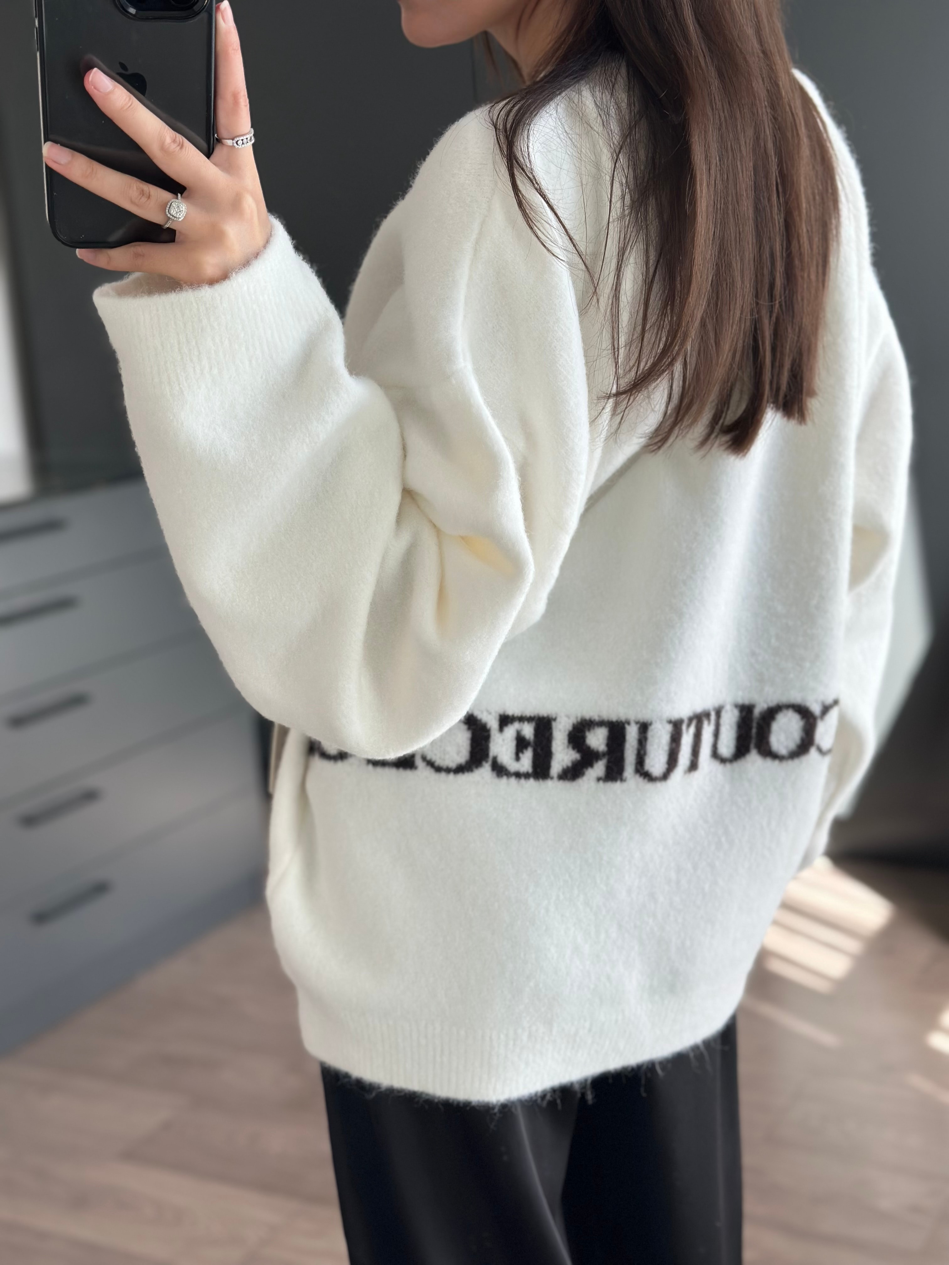 THECOUTURECLUB YAZILI BEYAZ KAZAK