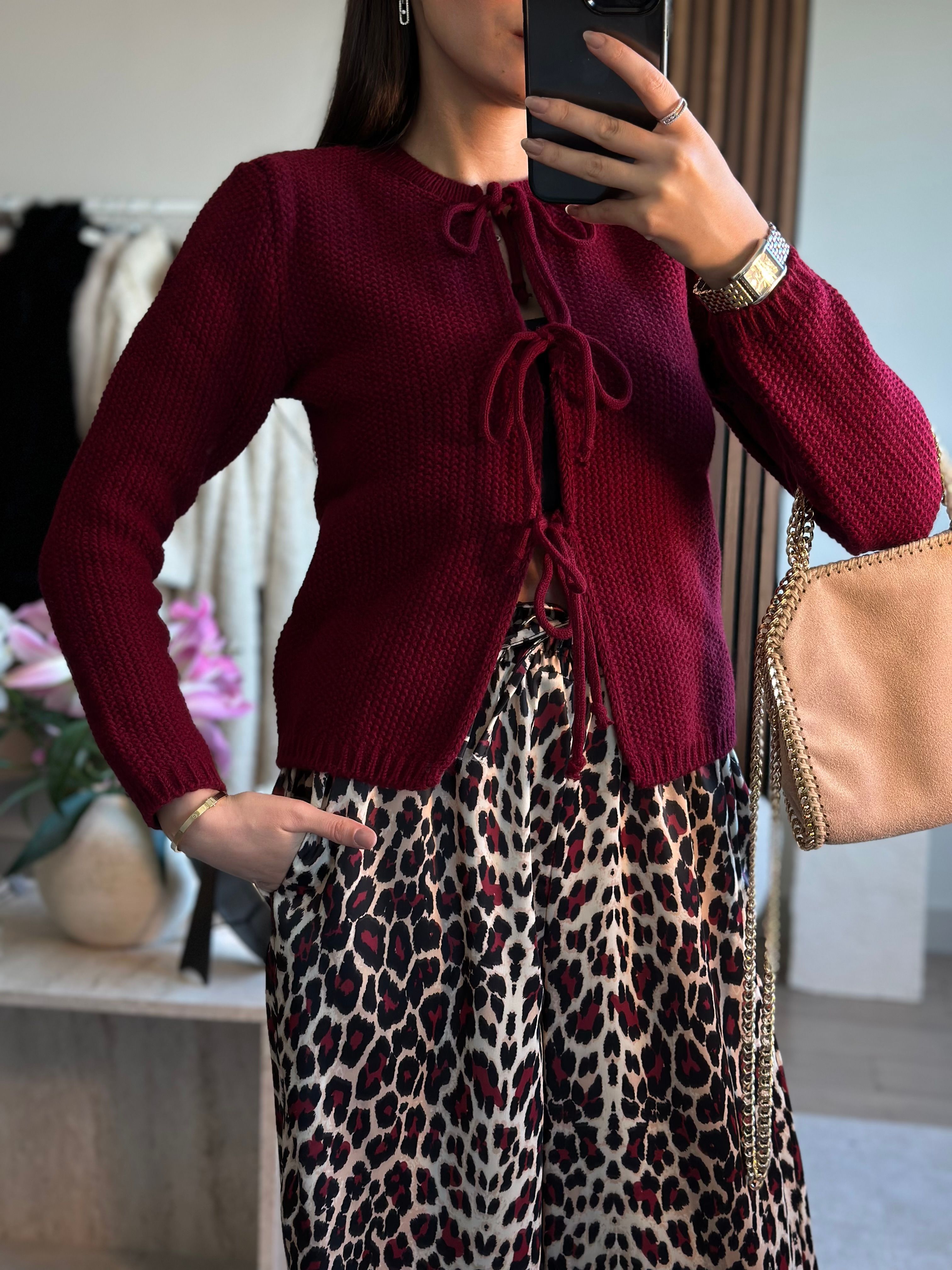 BORDO ÖRME BAĞCIKLI HIRKA