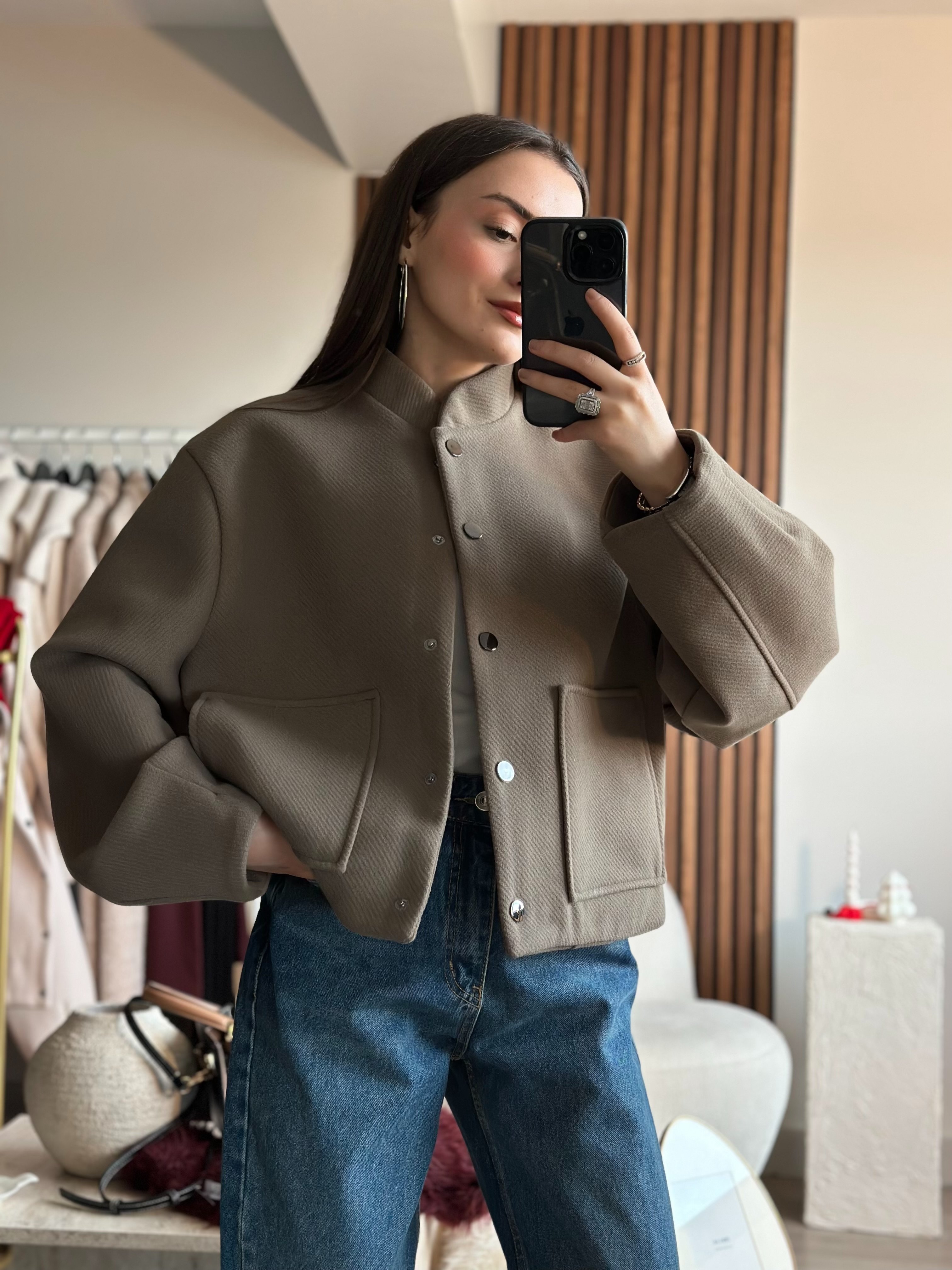 HAKİ PREMIUM CEPLİ BOMBER CEKET
