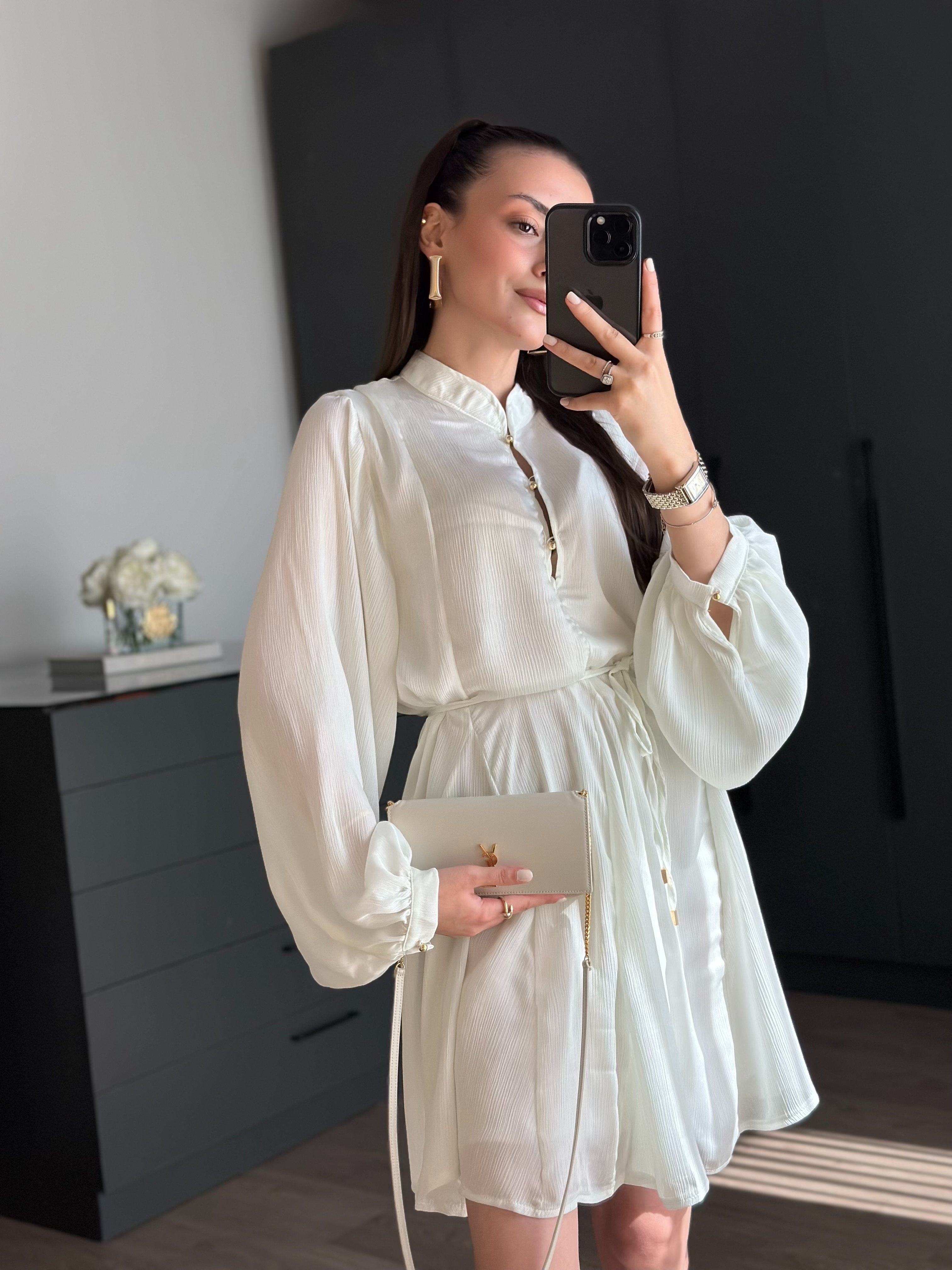 TASARIM YAKA DETAYLI ELBİSE