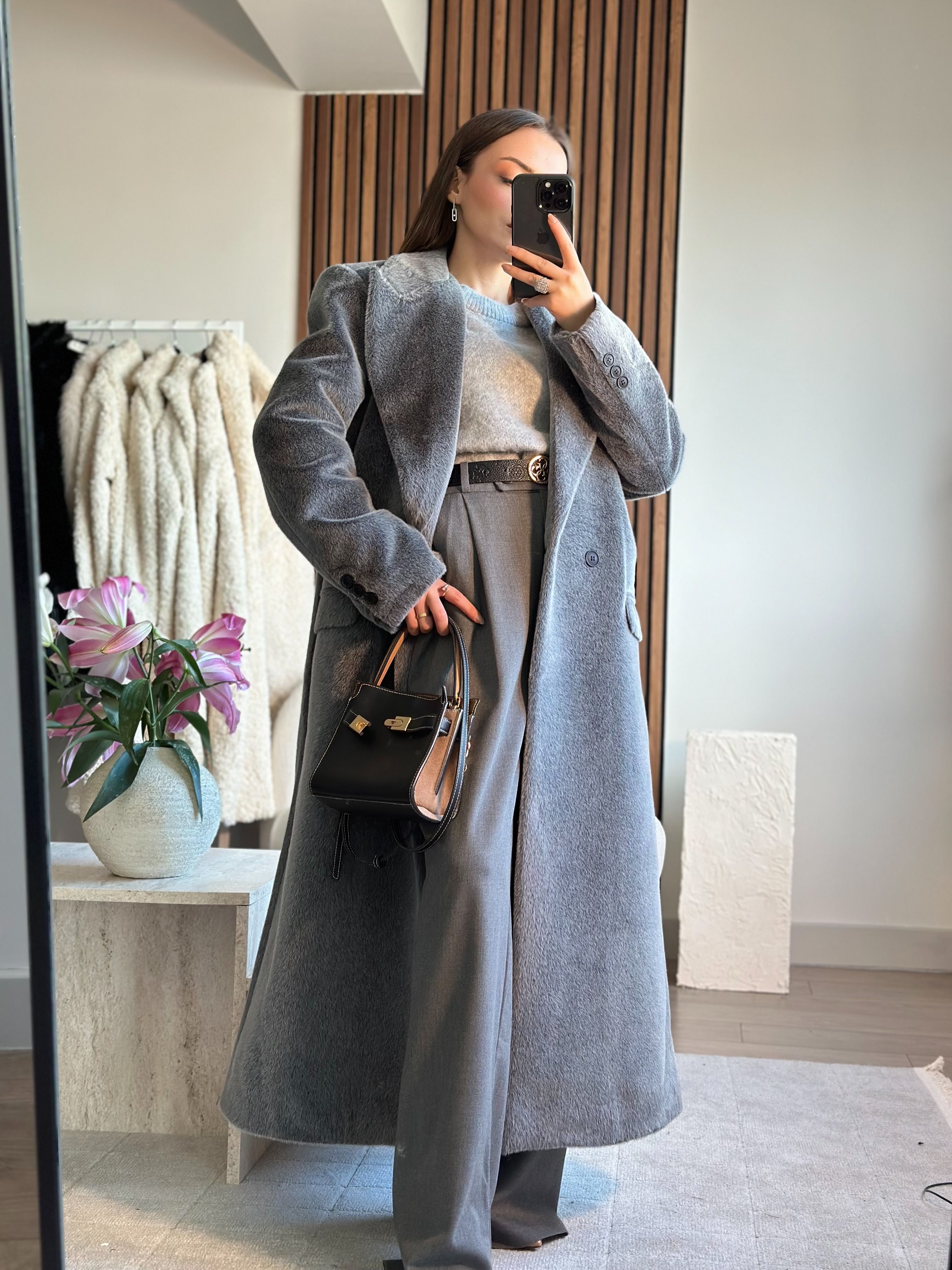 PREMIUM DOKULU GRİ KABAN
