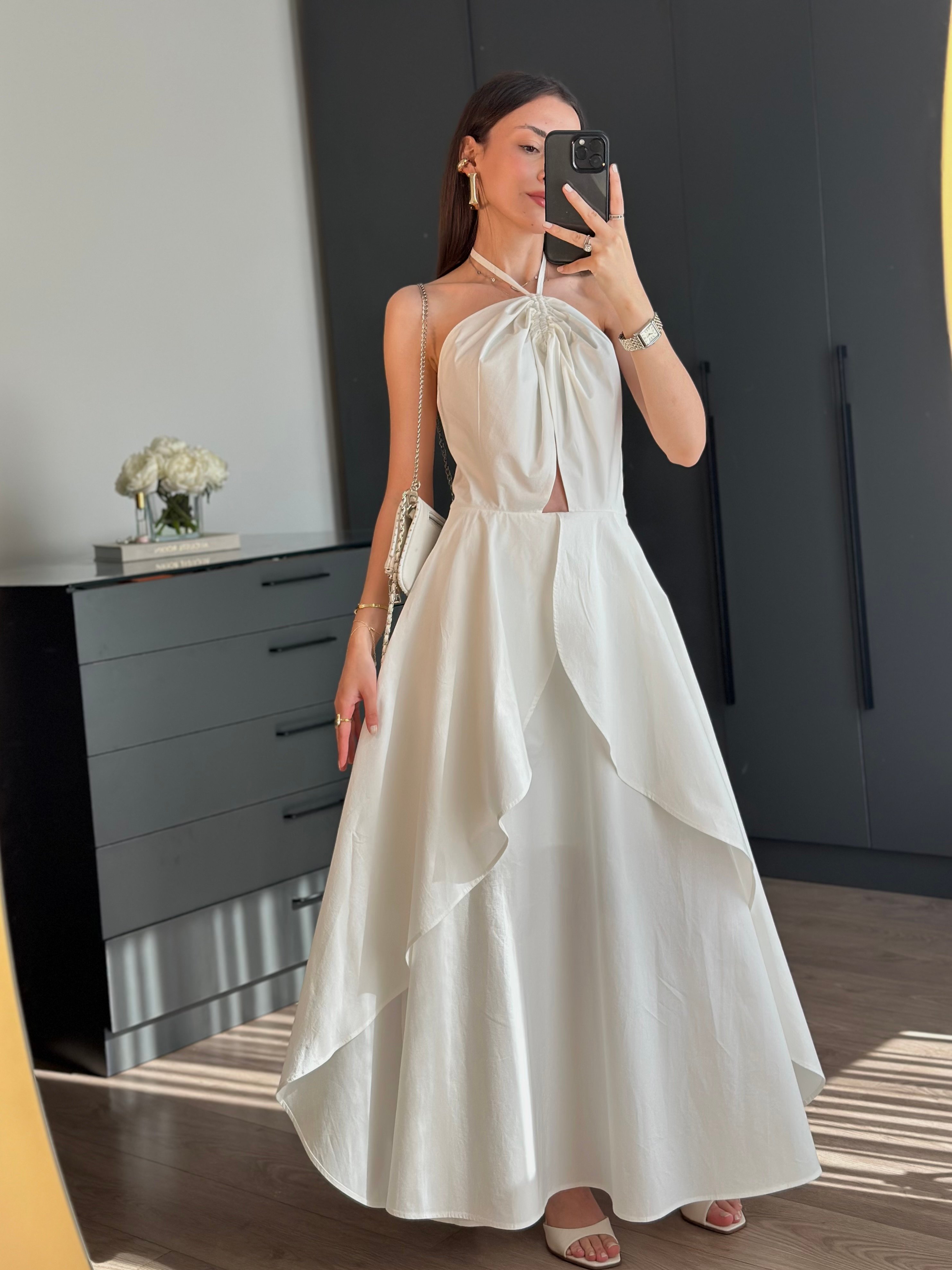 TIANA TASARIM  BOYUNDAN BAĞLAMA MODEL ELBİSE