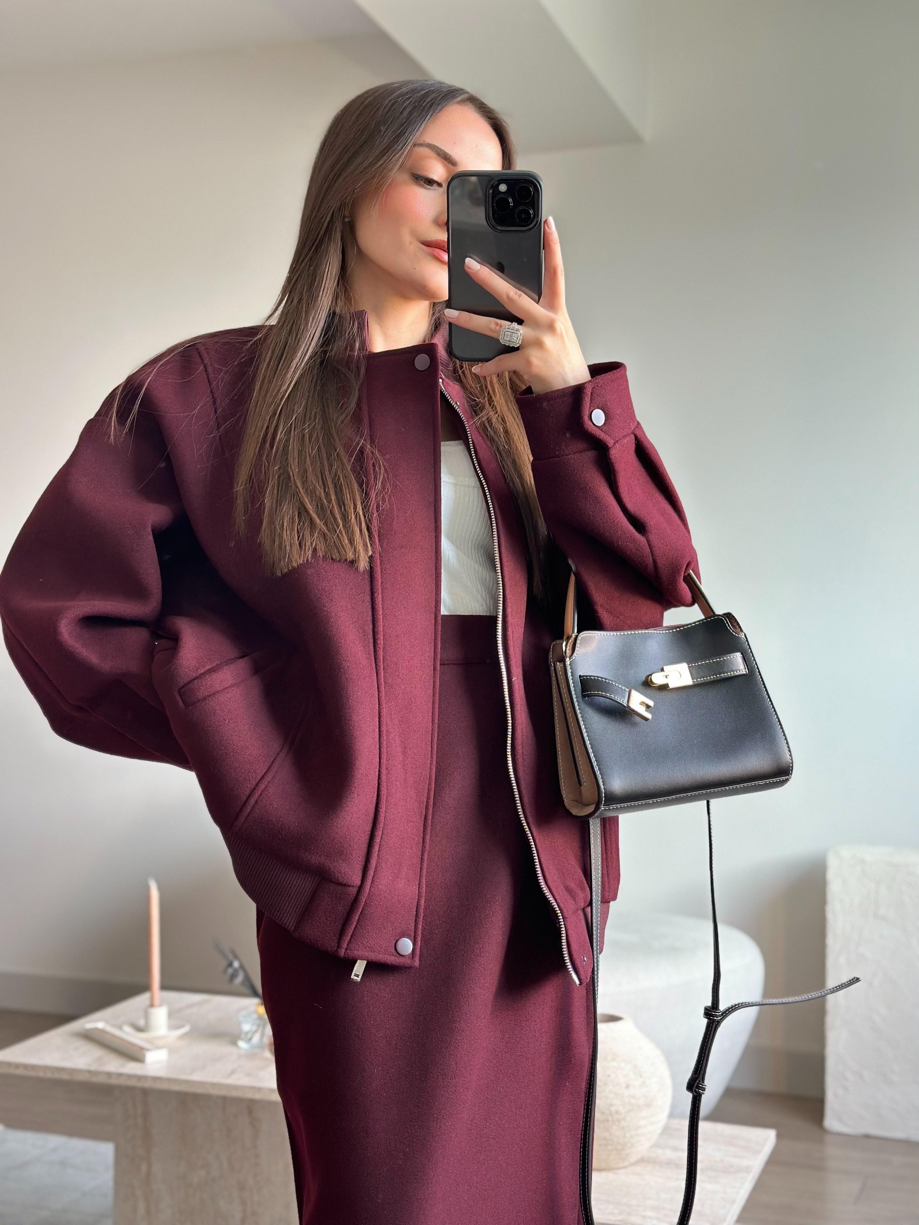 BORDO KAŞE BOMBER CEKET