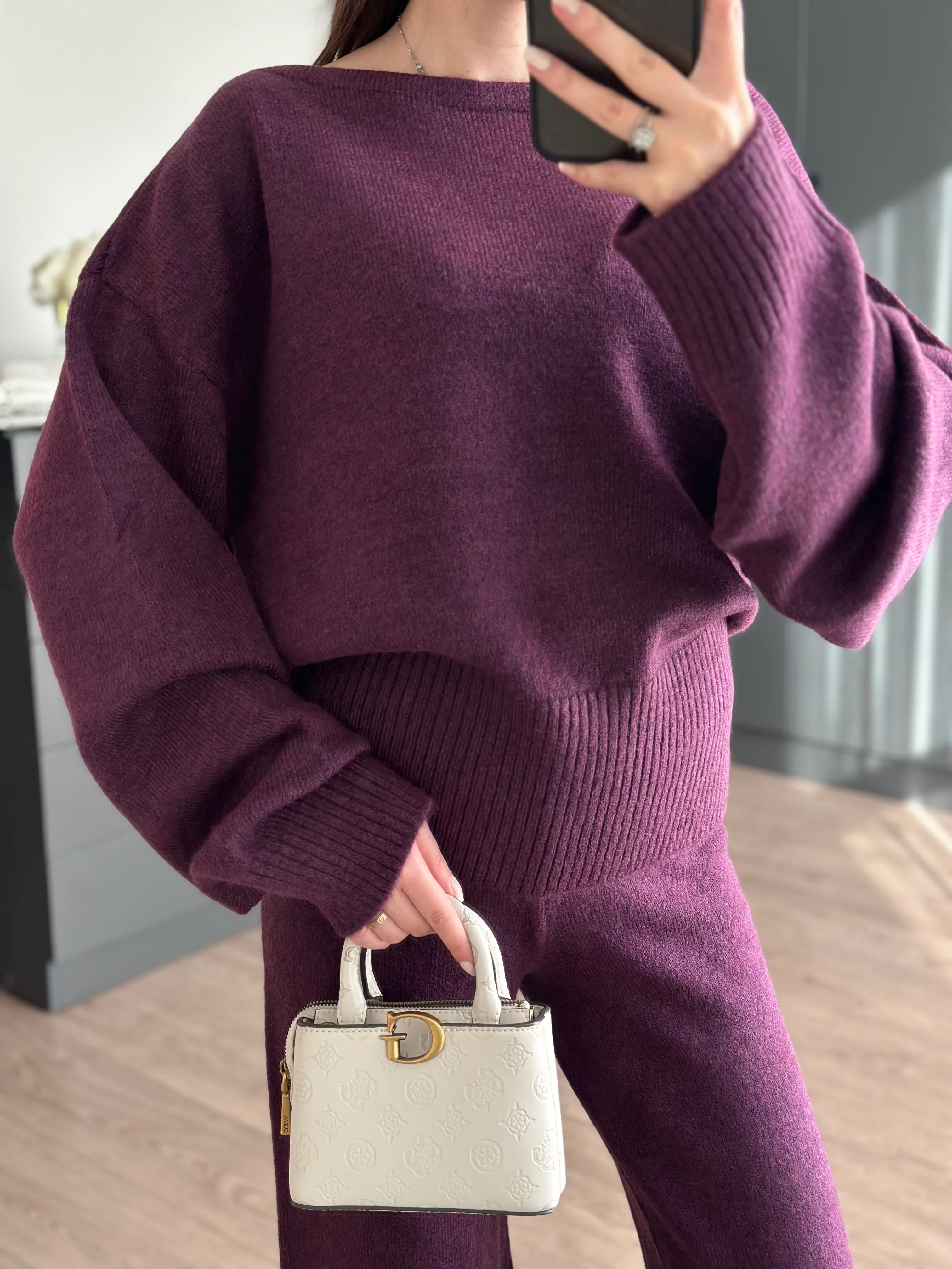 ŞAL DETAYLI TRİKO KAZAK - AÇIK MÜRDÜM