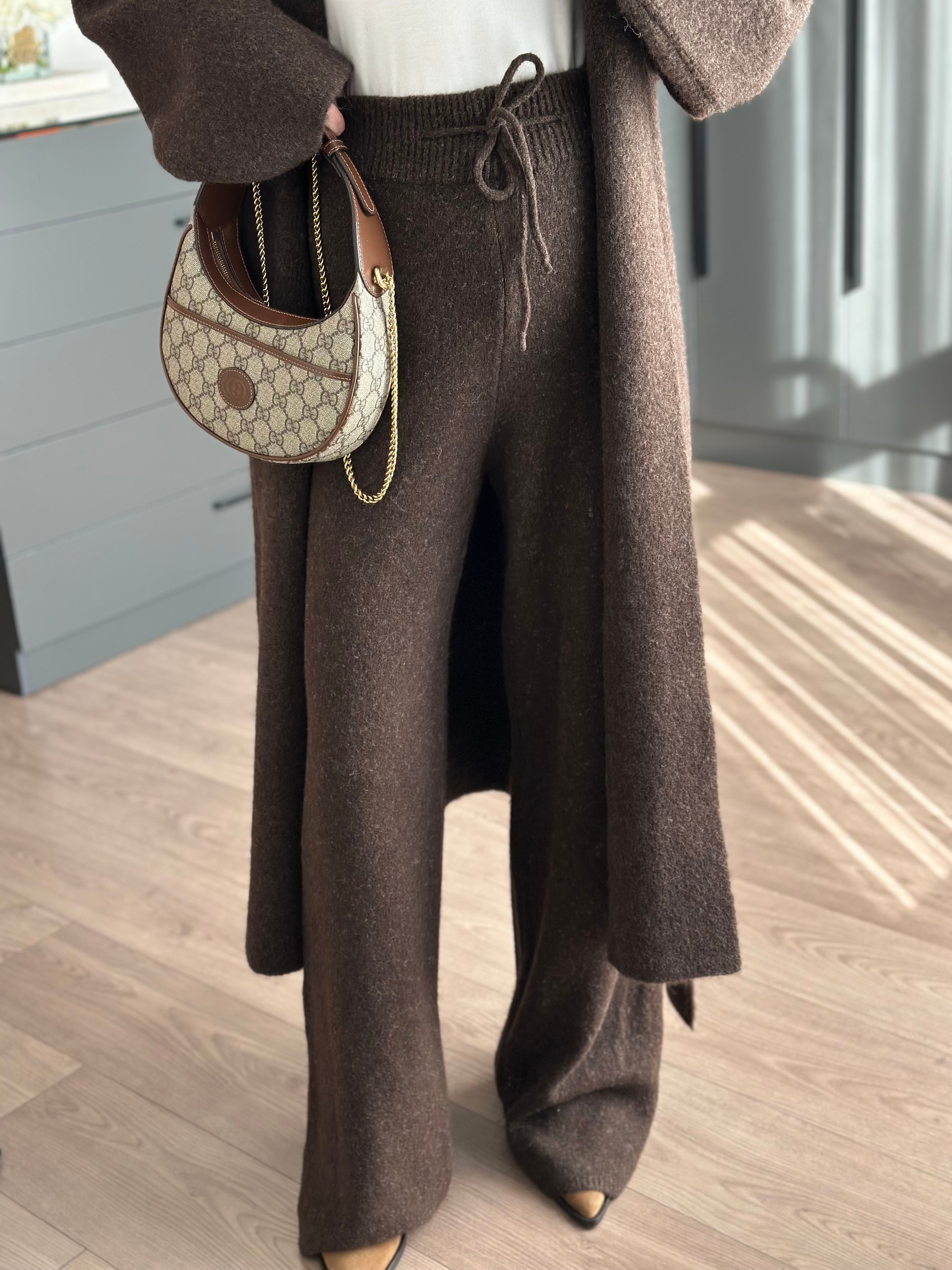 YUMUŞAK DOKULU TRİKO KAHVE PANTOLON