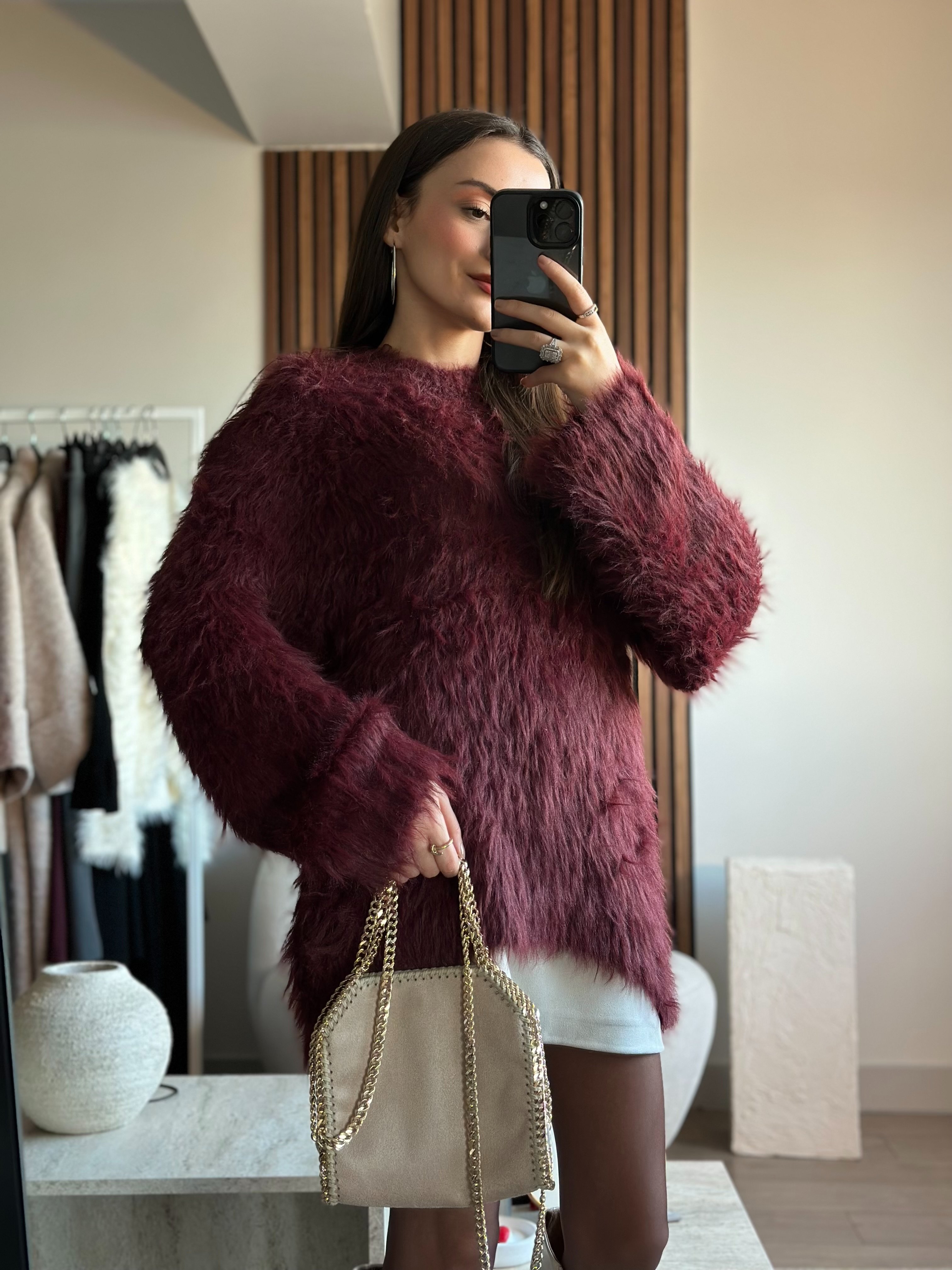 BORDO YUMUŞAK DOKULU KAZAK