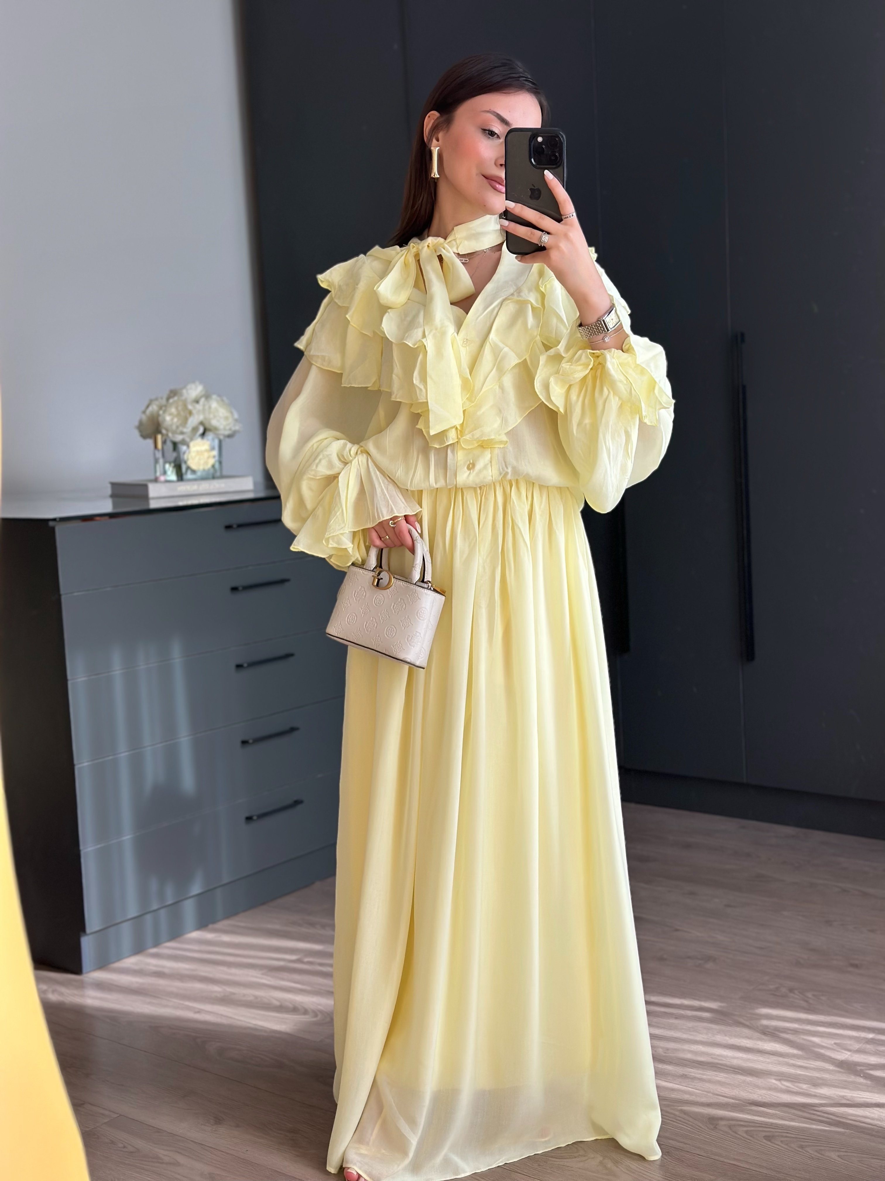 REUTTE TASARIM MODEL SARI ELBİSE