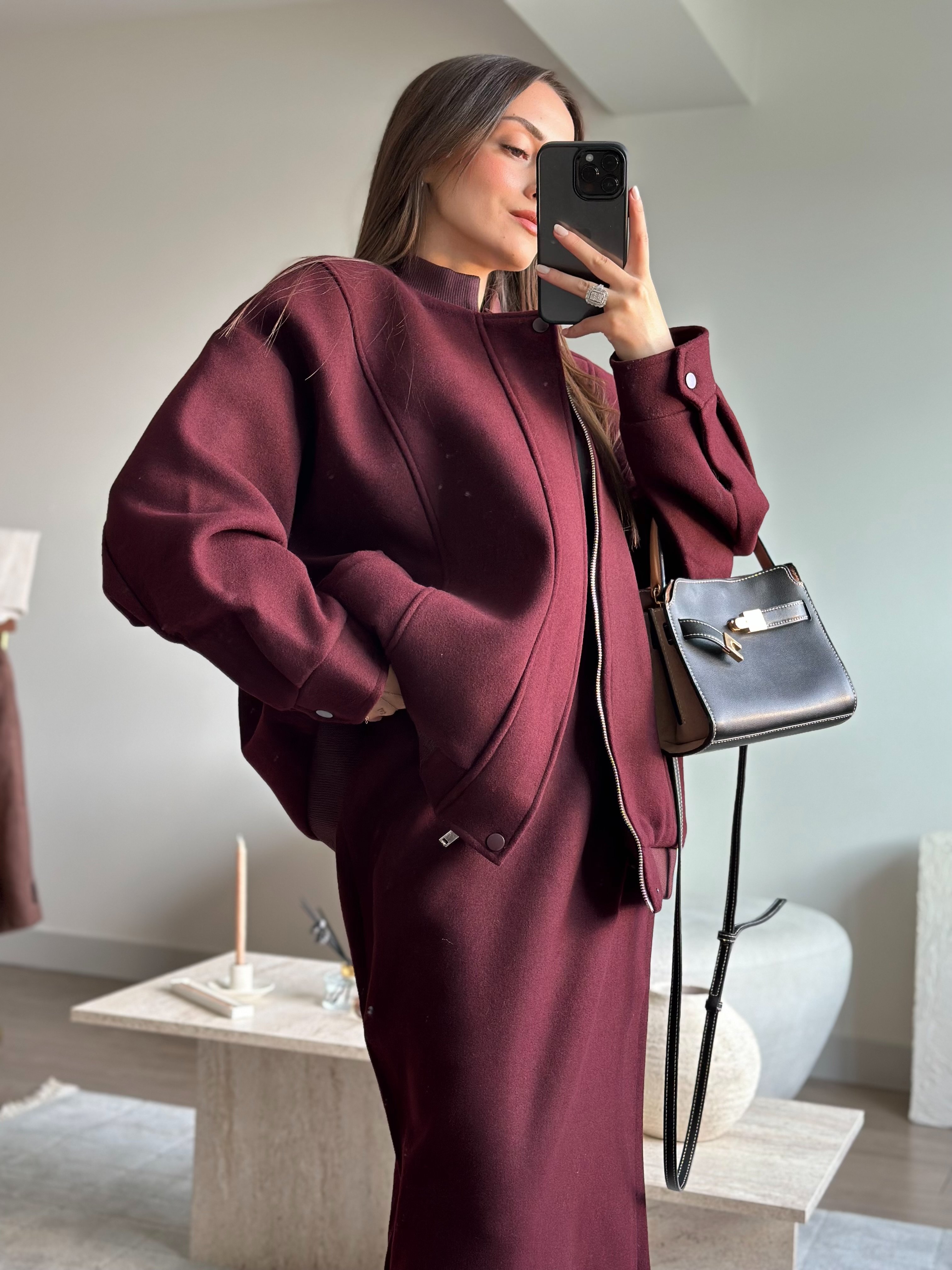BORDO KAŞE BOMBER CEKET