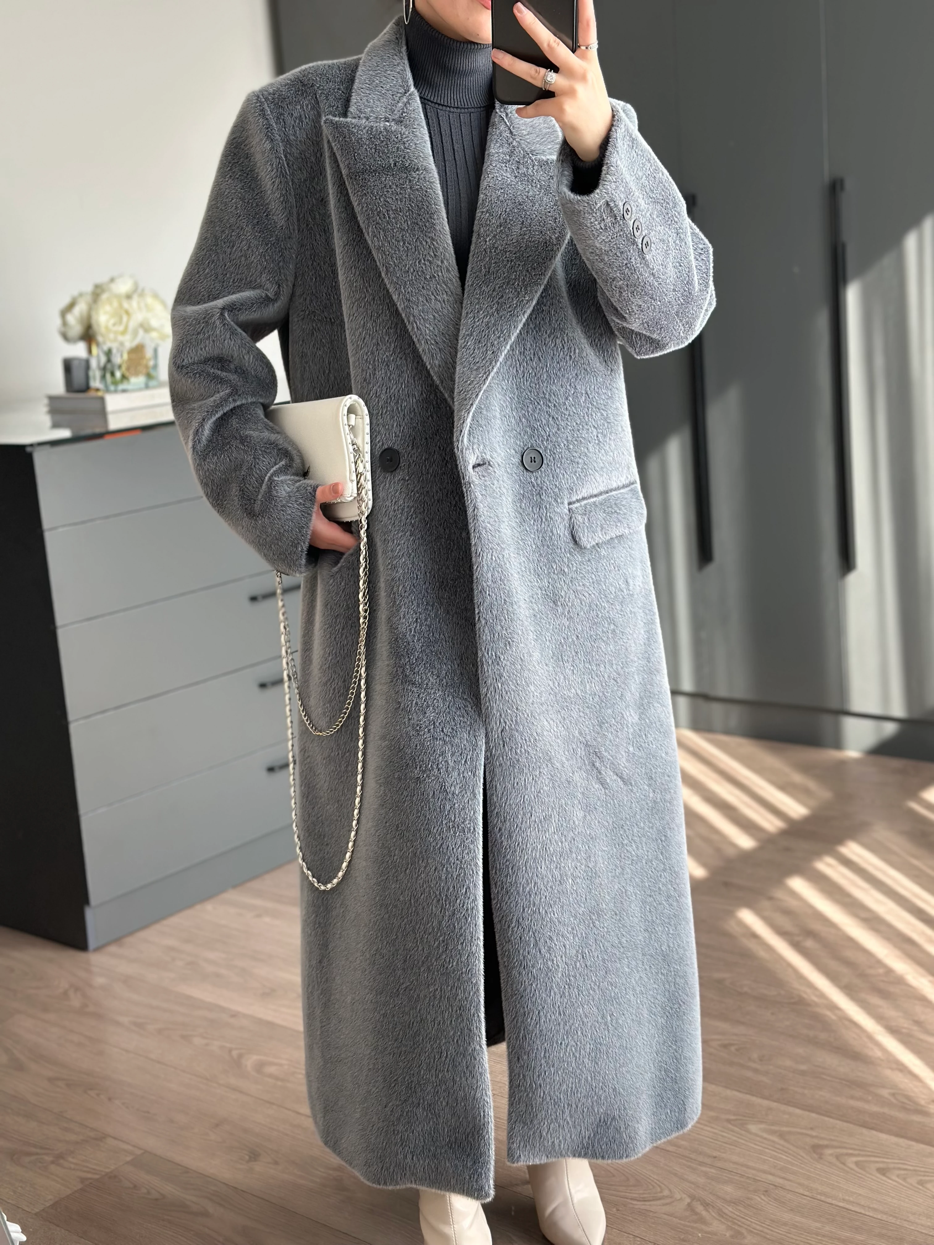 PREMIUM DOKULU GRİ KABAN