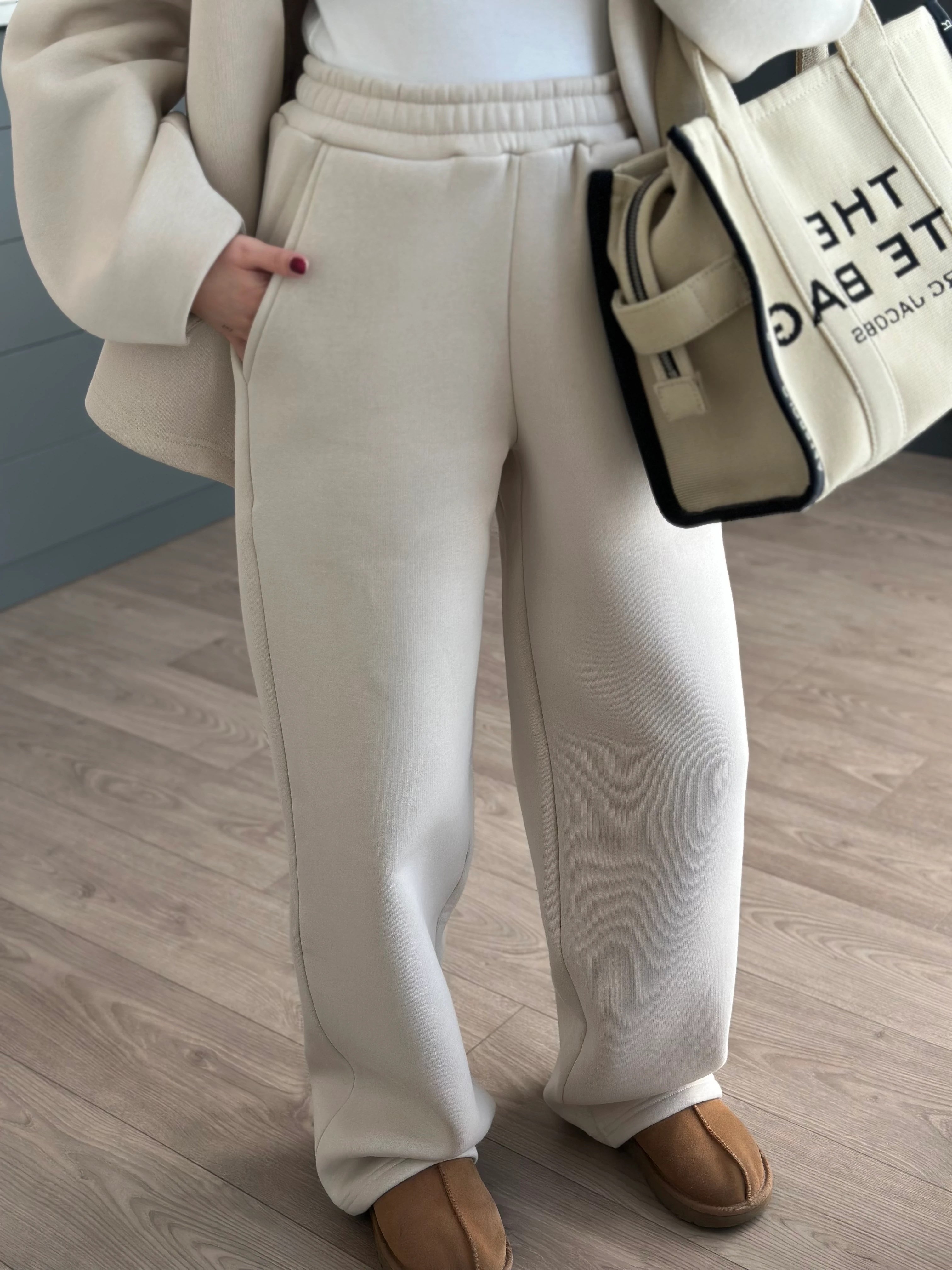 KUŞAKLI ŞARDONLU TAKIM - Ekru