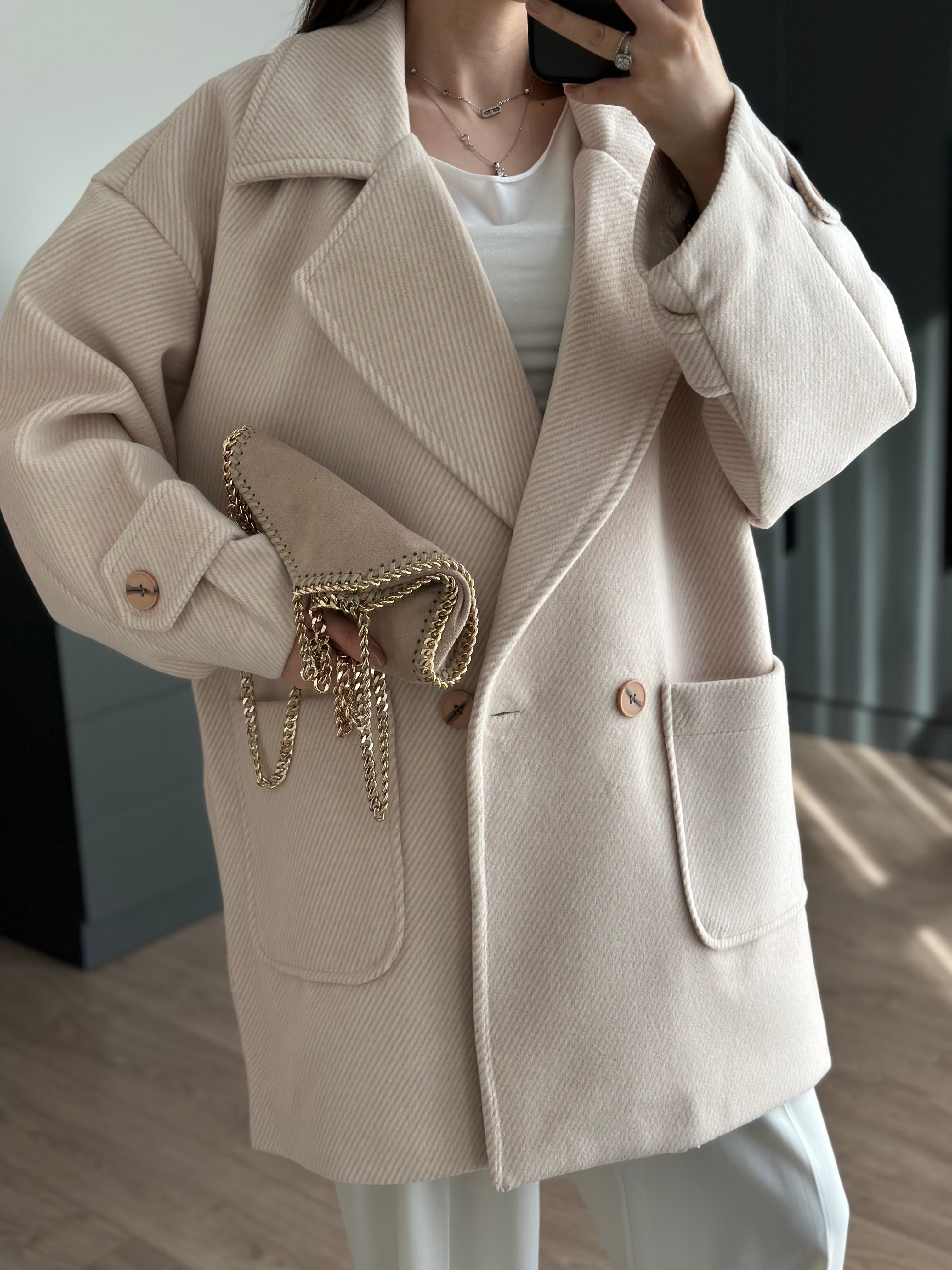 BÜYÜK CEPLİ OVERSİZE KAŞE KABAN