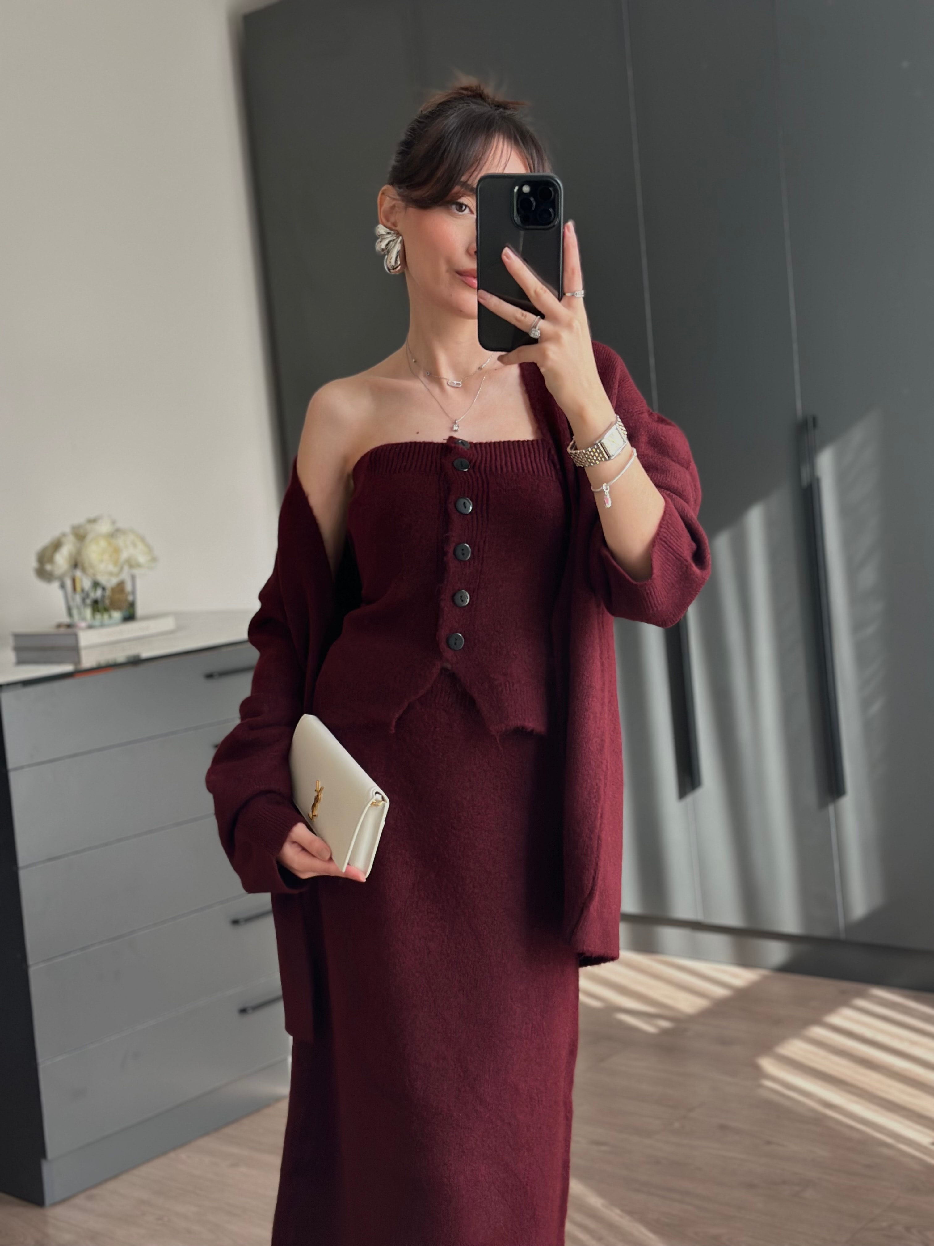 BORDO RENGİ TRİKO 3'LÜ TAKIM