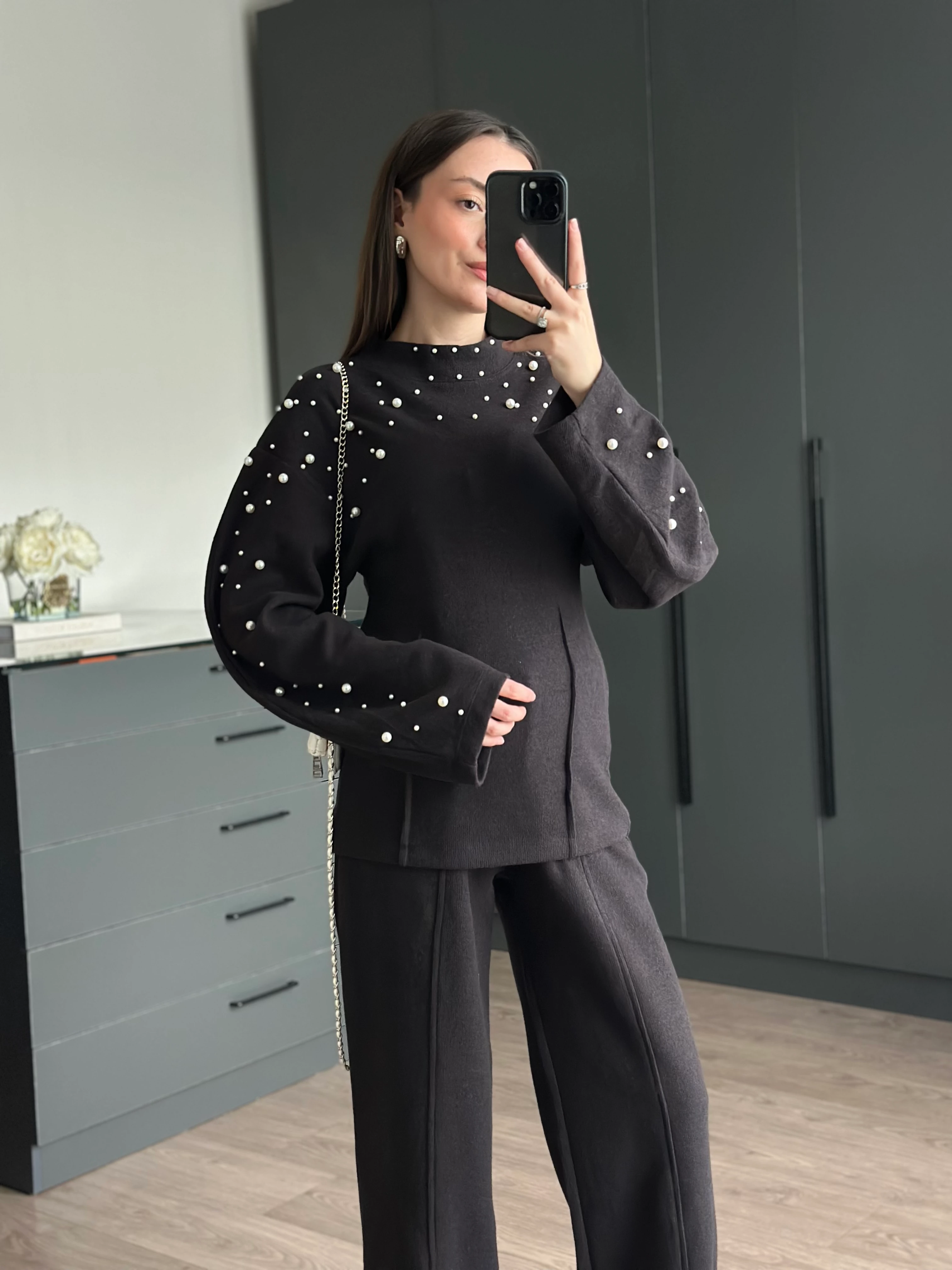 YUMUŞAK SUNİ İNCİLİ TAKIM - Acı Kahve