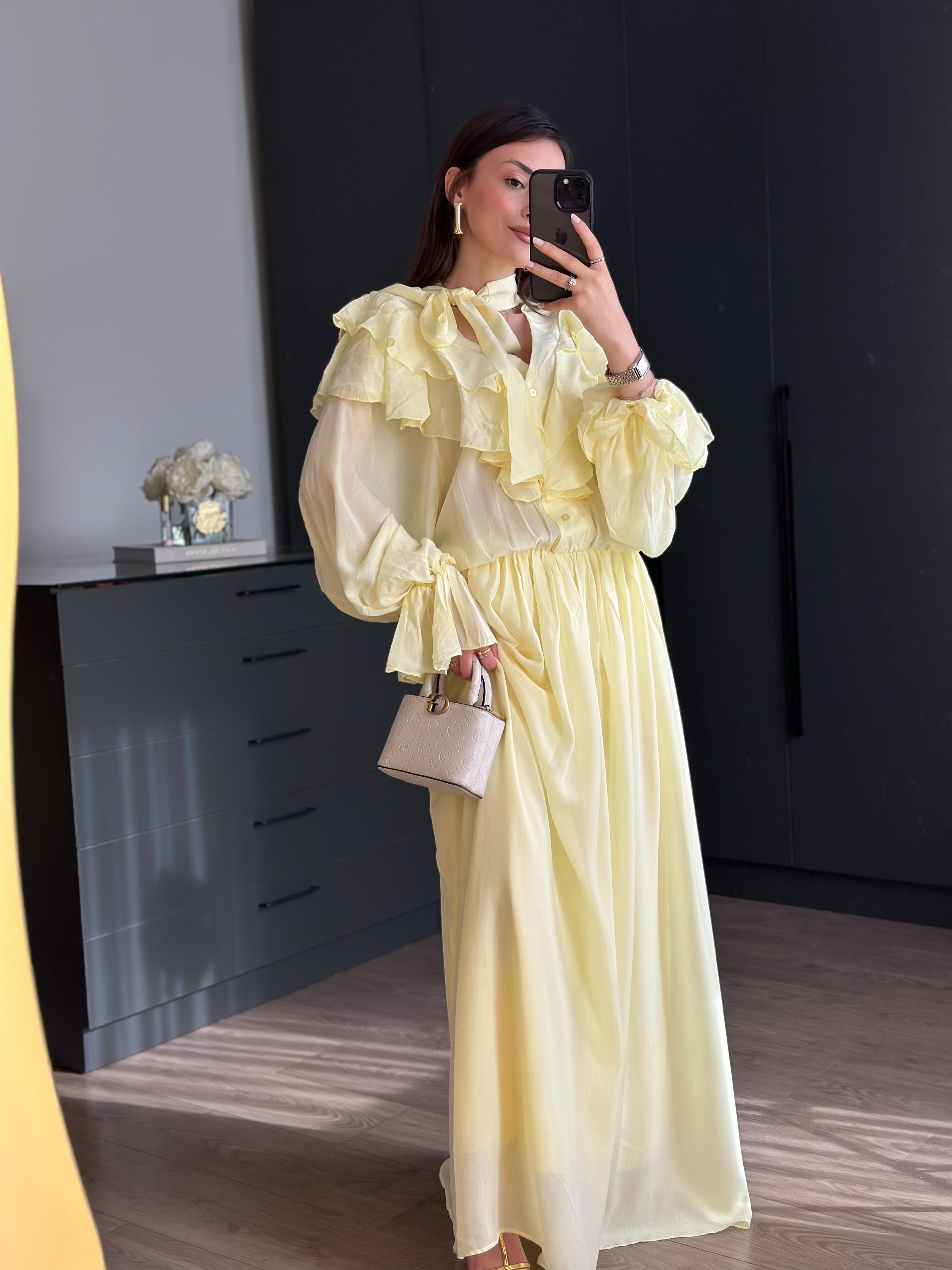 REUTTE TASARIM MODEL SARI ELBİSE