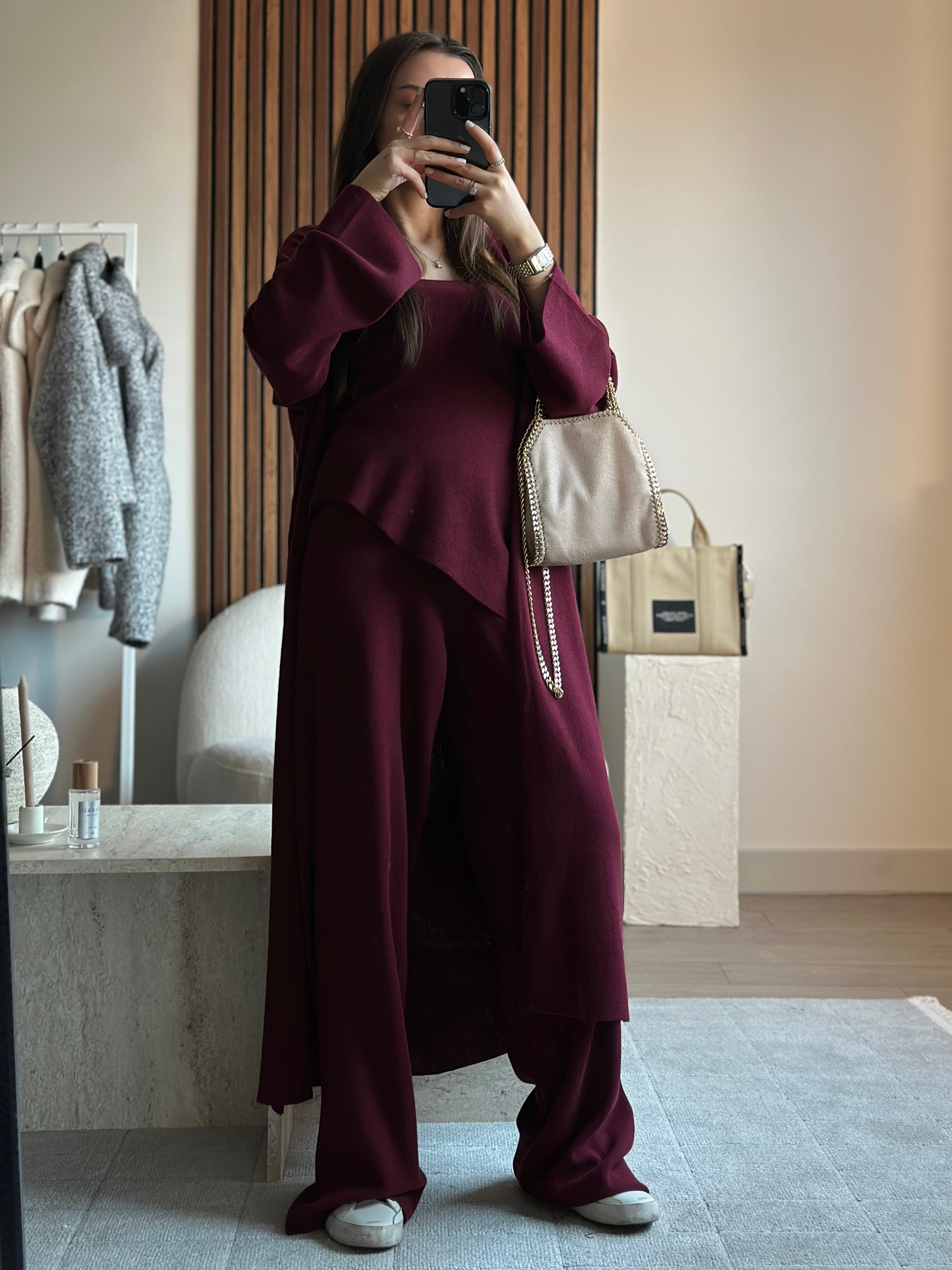 BORDO TASARIM 3'LÜ TRİKO TAKIM