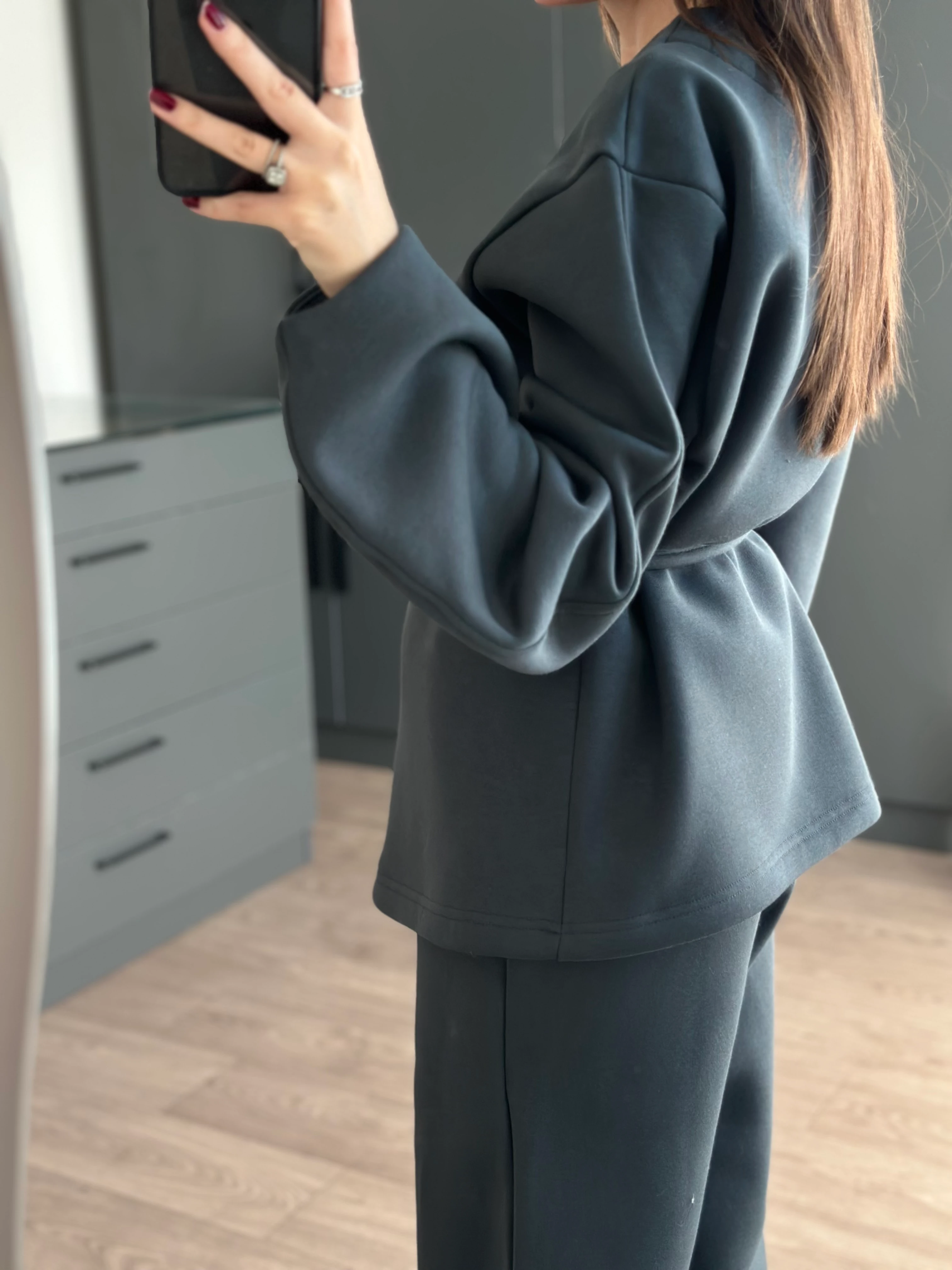 KUŞAKLI ŞARDONLU TAKIM - Antrasit