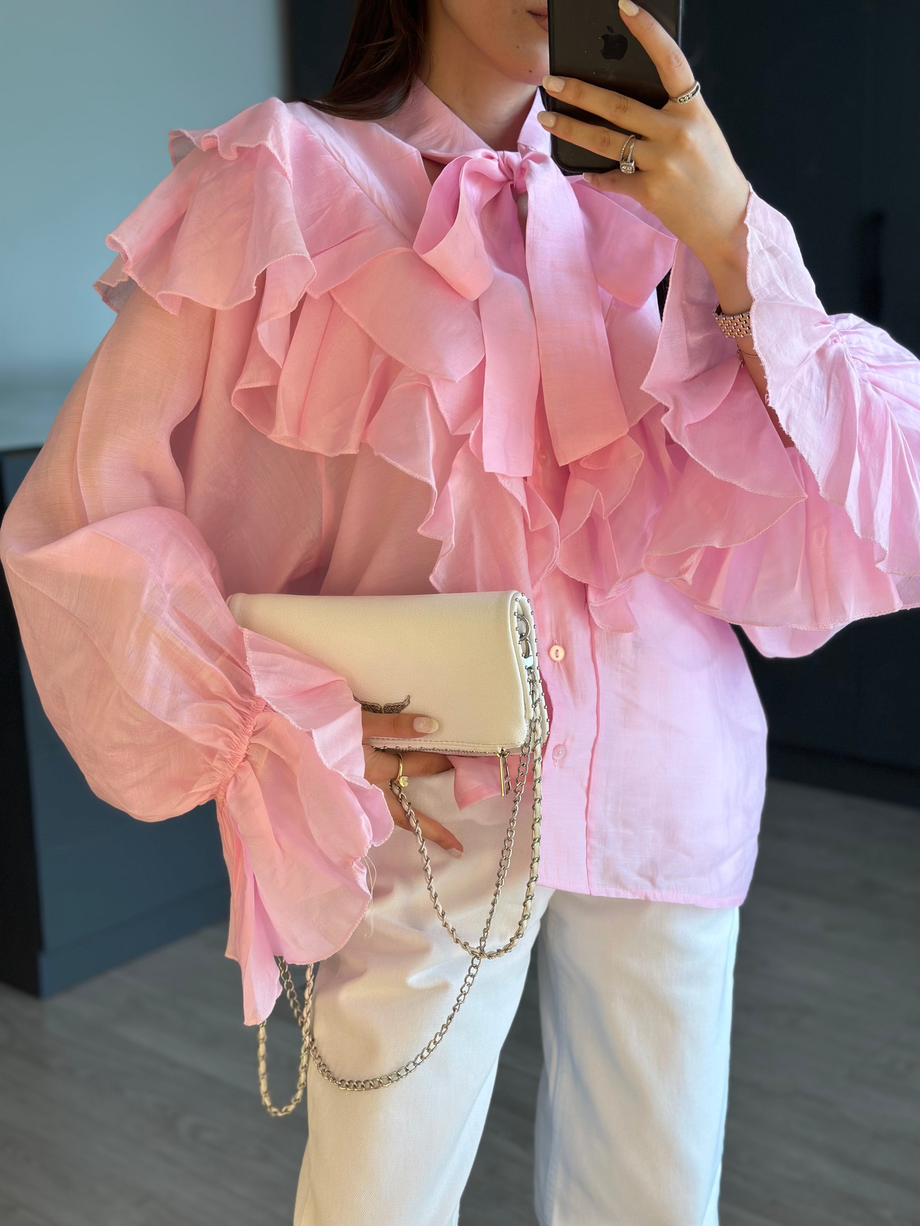 PEMBE REUTTE GÖMLEK