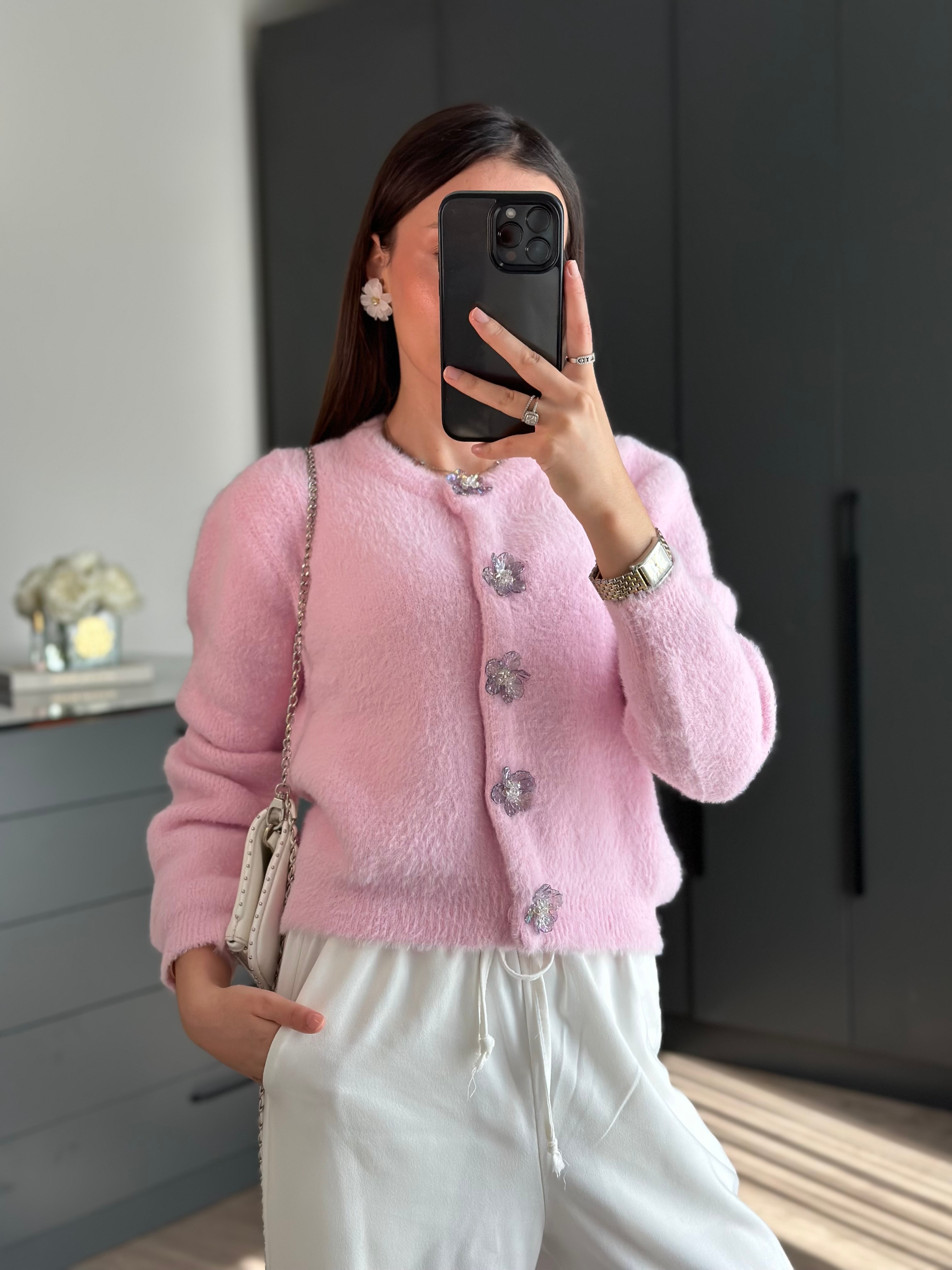 ÇİÇEK TAŞLI YUMOŞ HIRKA
