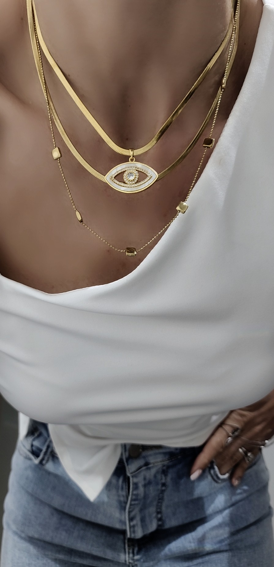 Stainless Gold Kolye Kombin