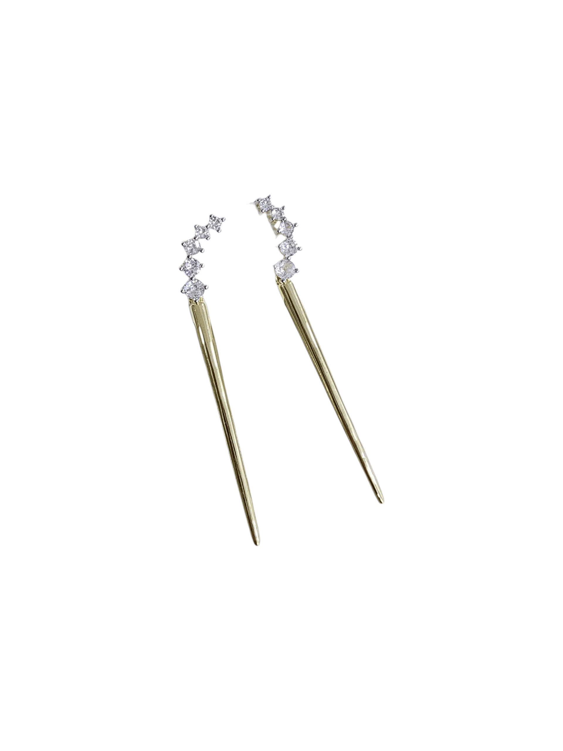 Gold Zirkon Taşlı Çubuk Küpe