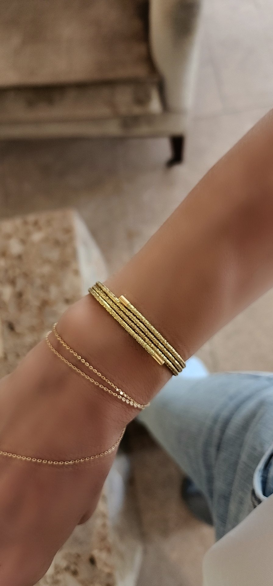 Gold Mıknatıslı Çok Yönlü Halhal Bileklik 