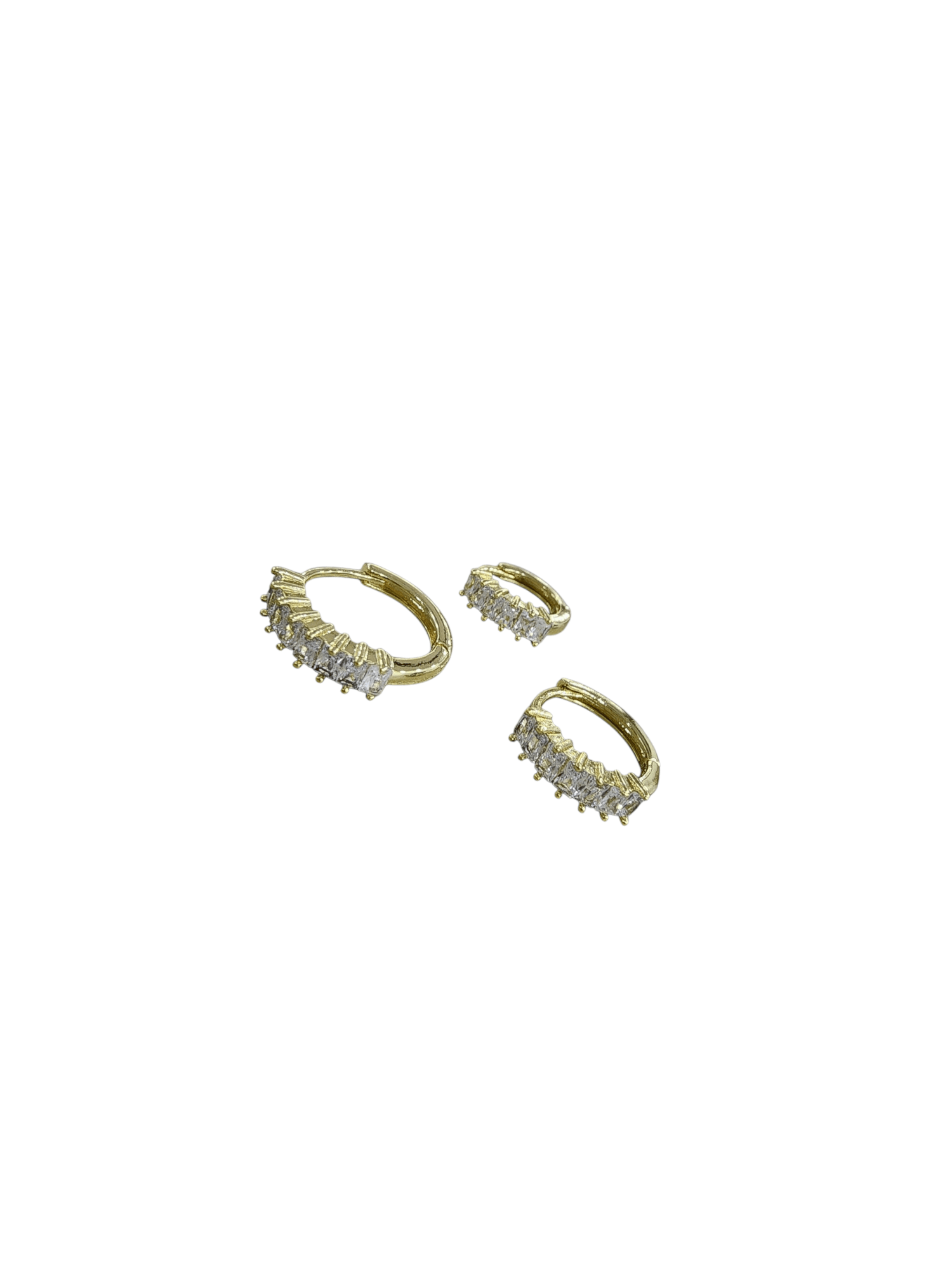 Gold Baget Taşlı Halka Set Küpe 