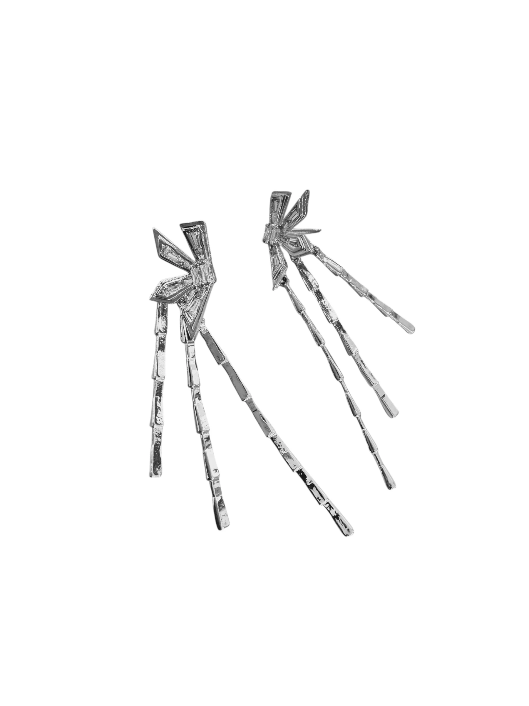 Silver Baget Taşlı Flower Küpe