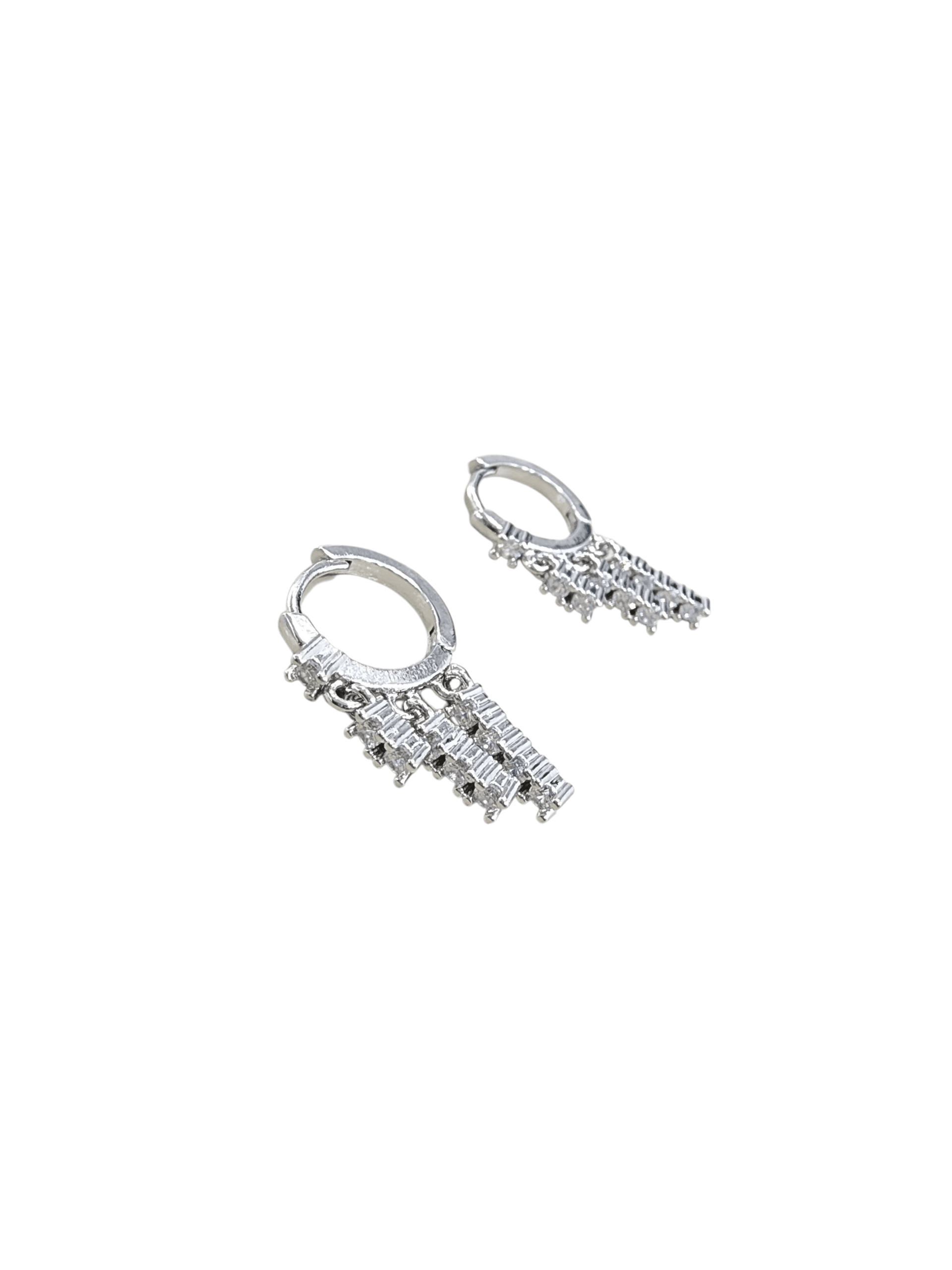 Silver Çubuk Zirkon Taşlı Minimal Küpe