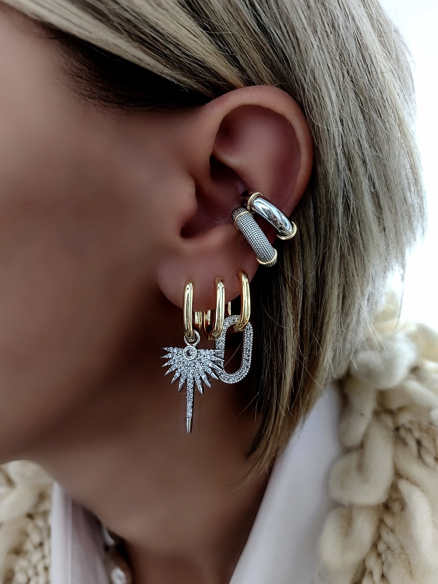 Gold Silver Angel Set Küpe