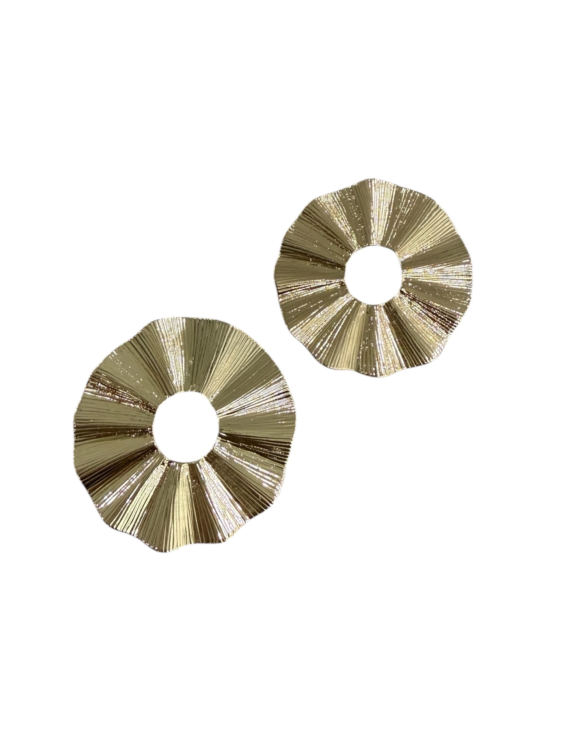 Gold Plaka İri  Wave Küpe 