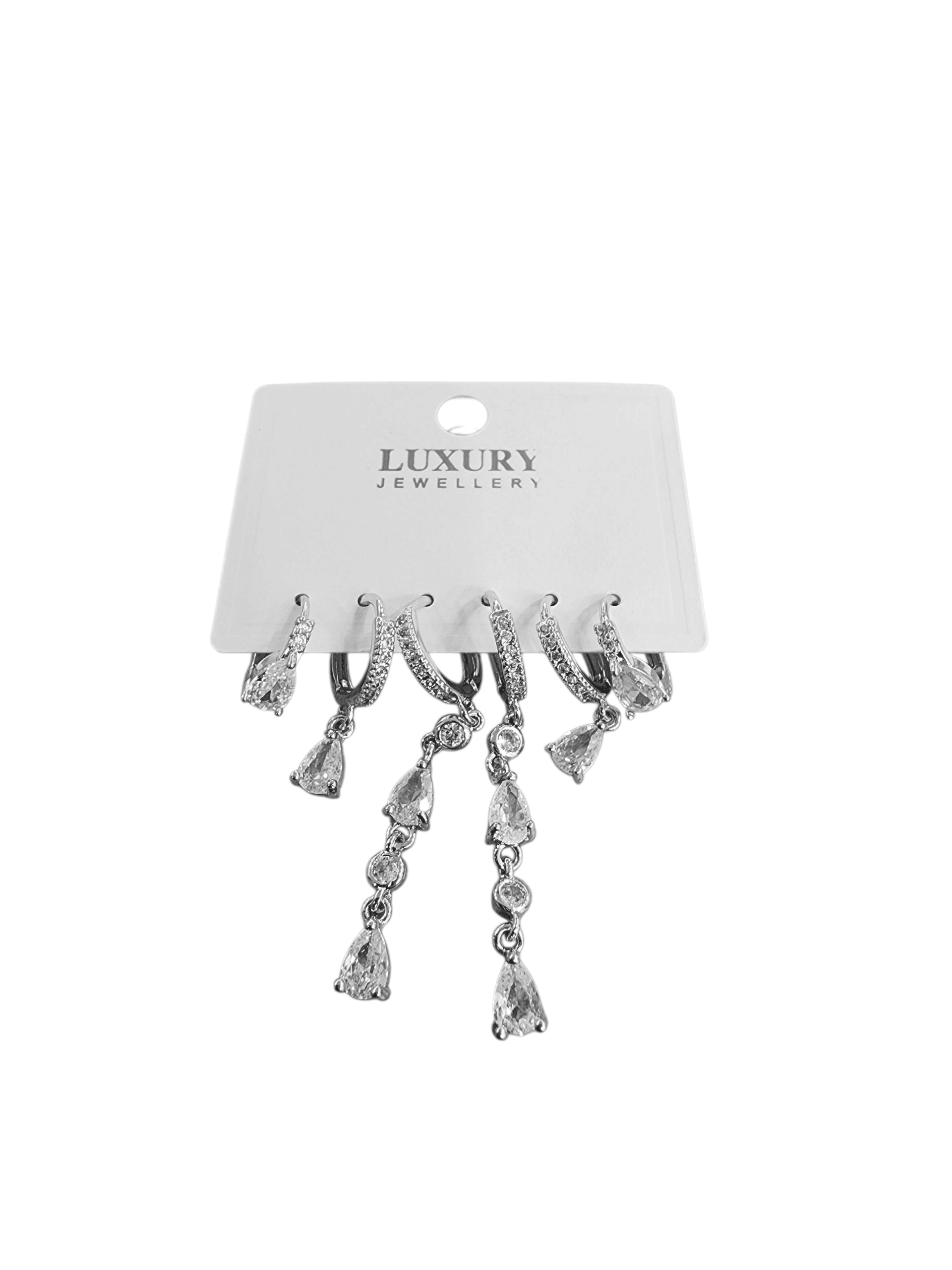 Silver Damla Altılı Set Küpe