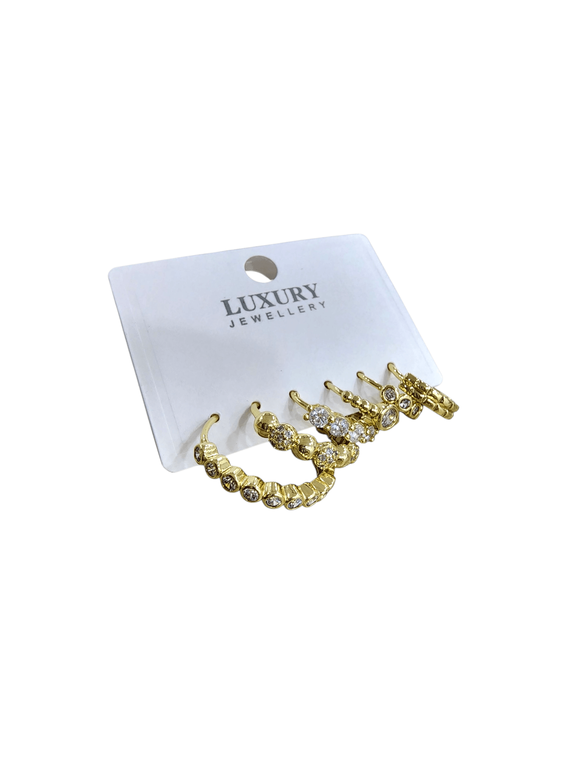 Gold Altılı Halka Set Küpe 