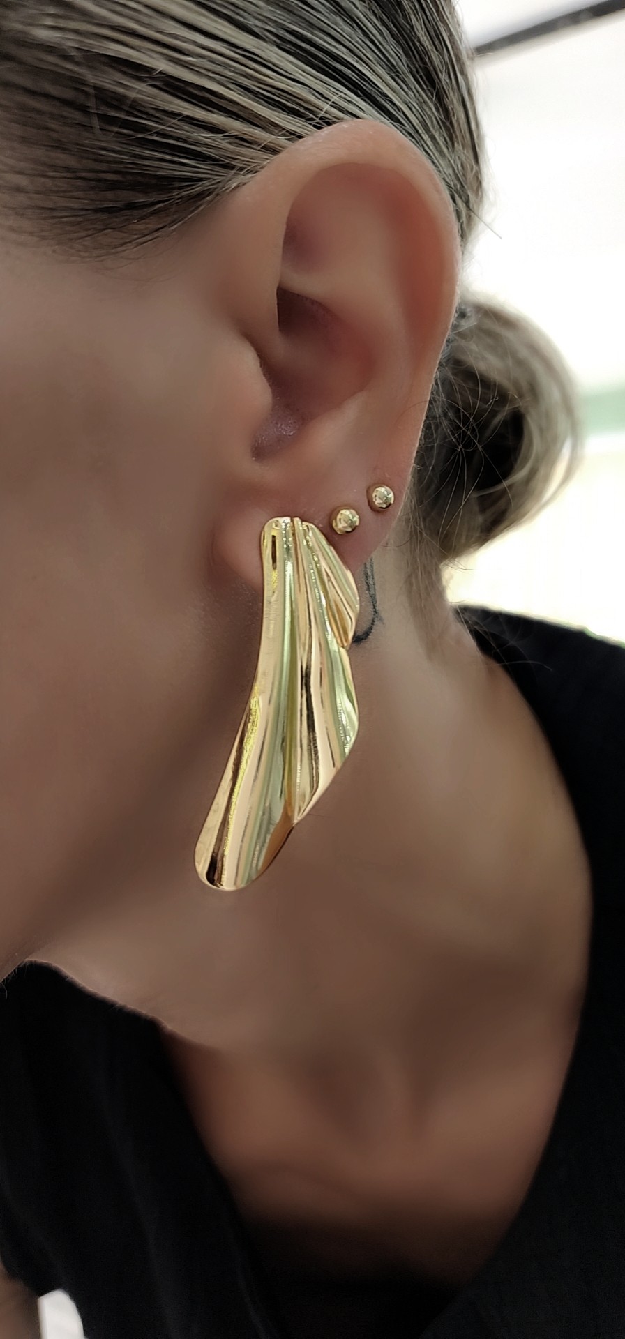 Gold Plaka Küpe