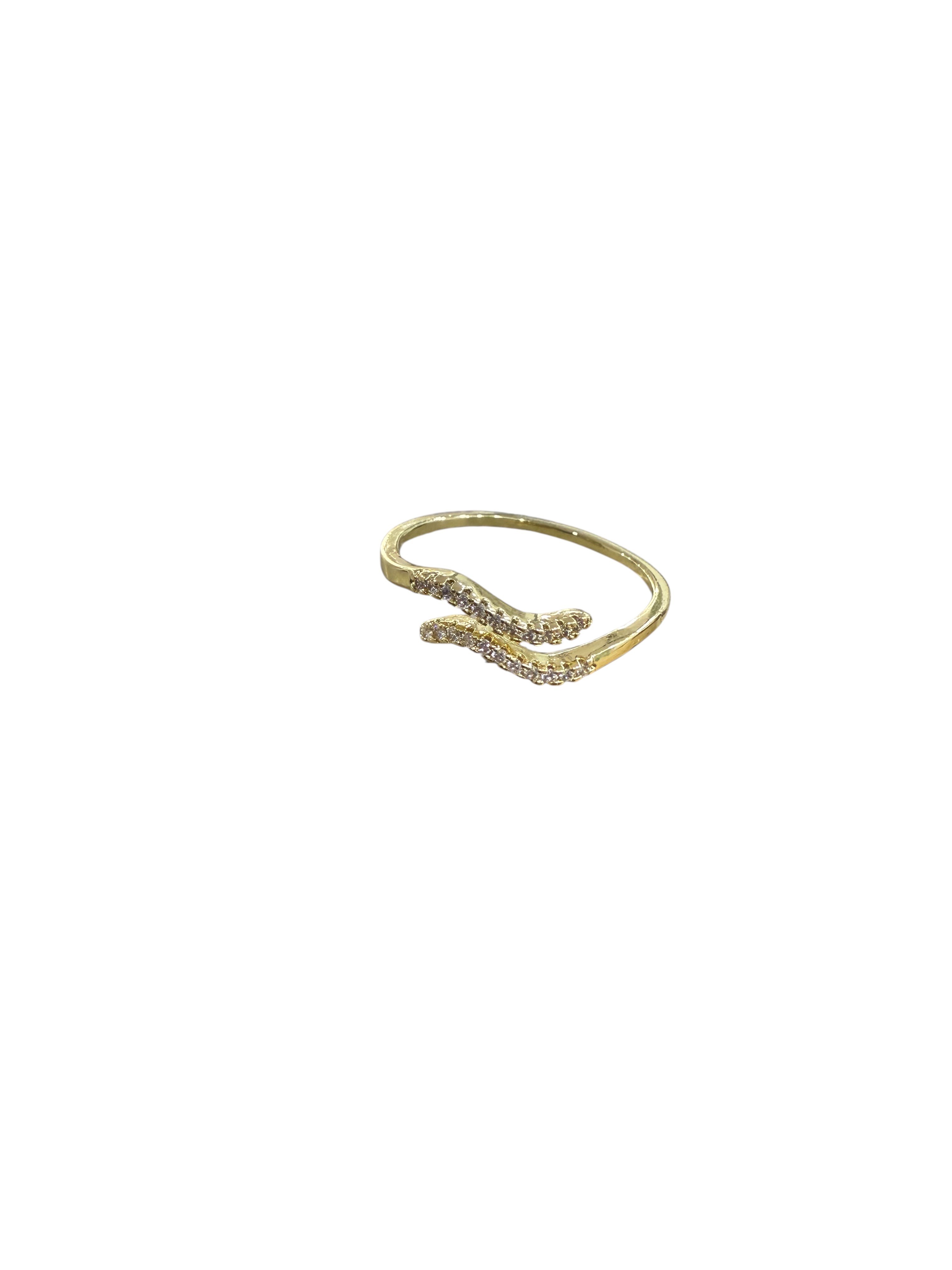 Gold Taşlı Minimal Wave Yüzük 