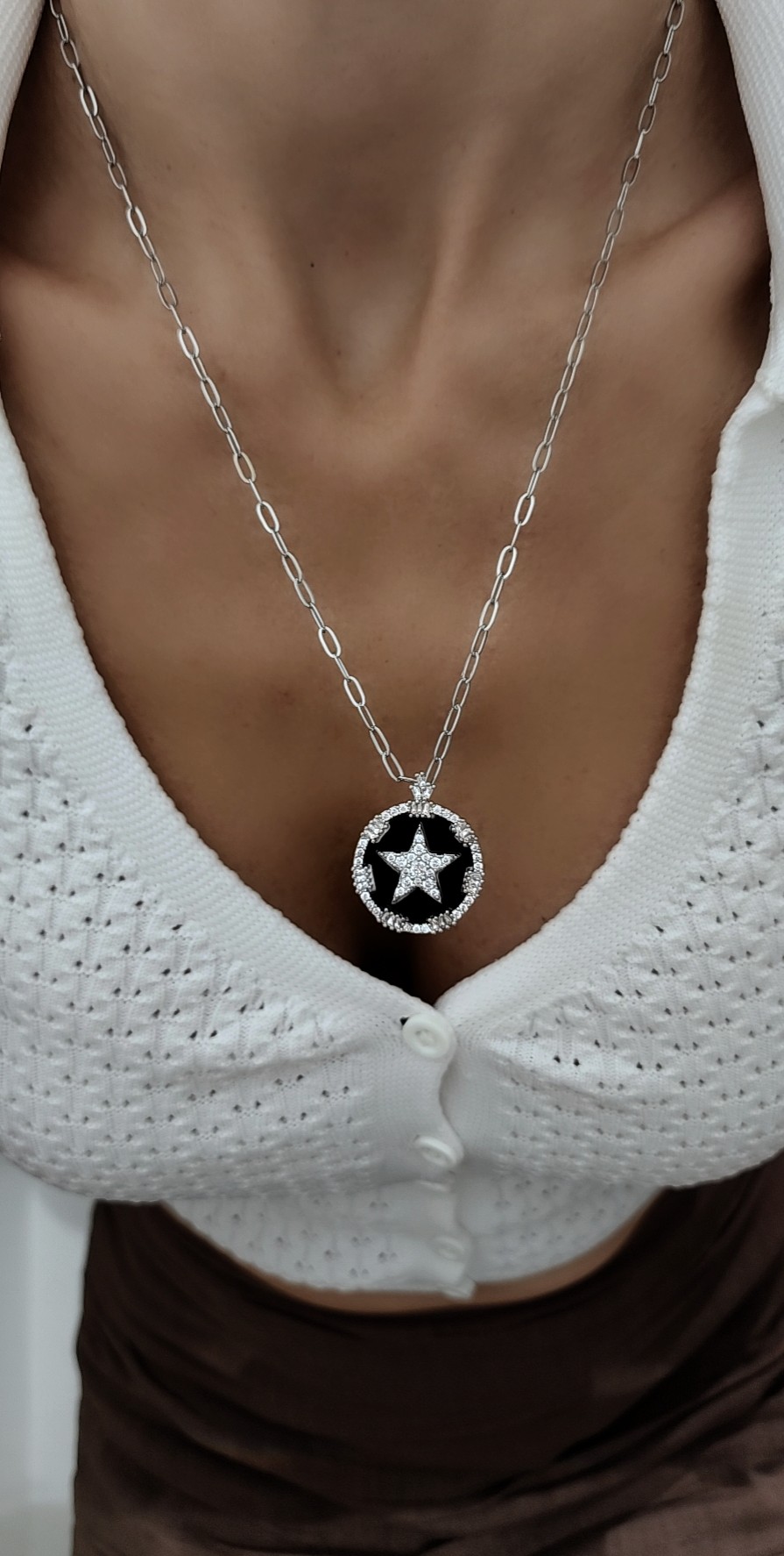 Silver Ataş Zincir Star Kolye