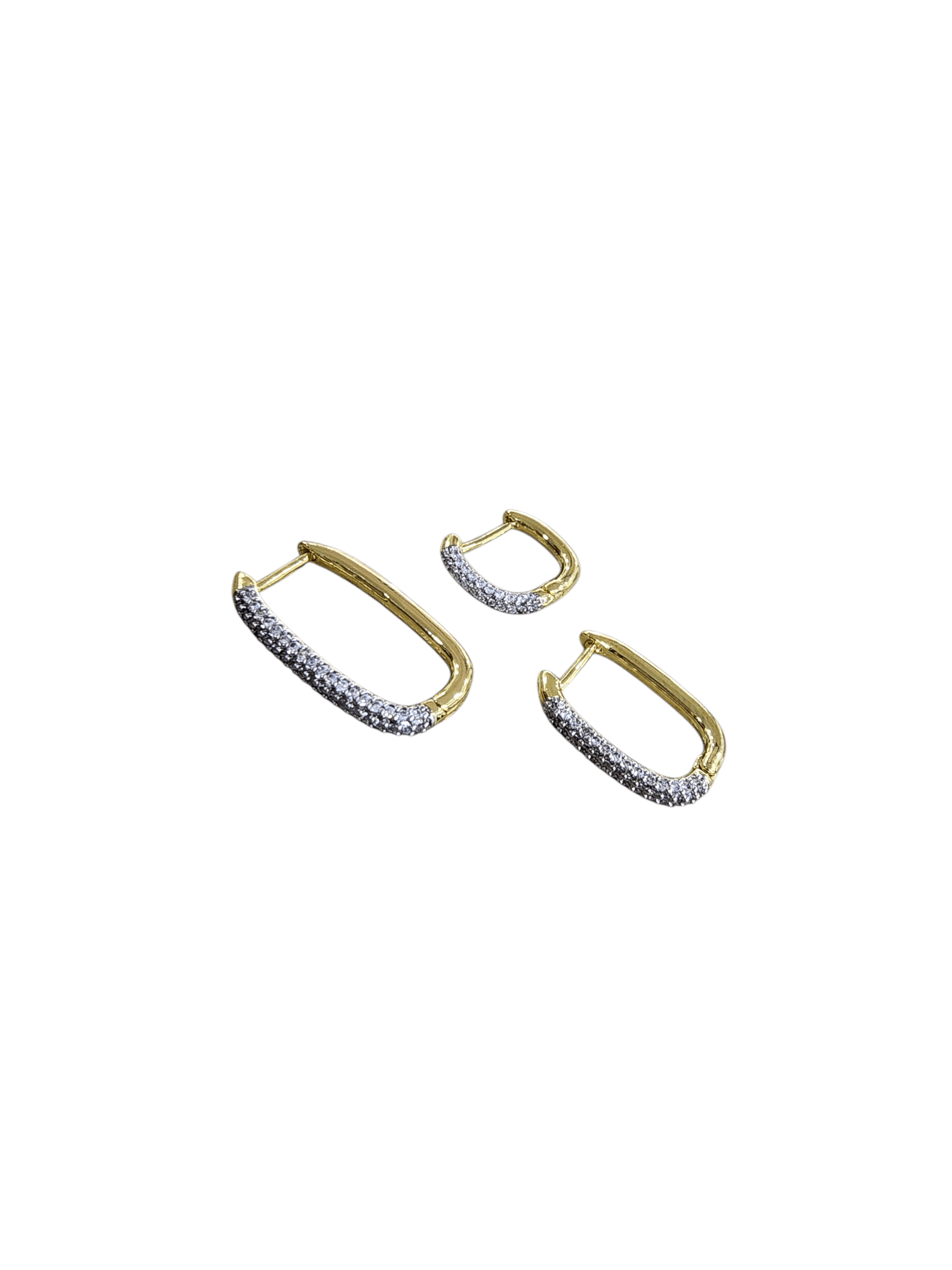 Gold Silver Zirkon Taşlı Gen Set Küpe