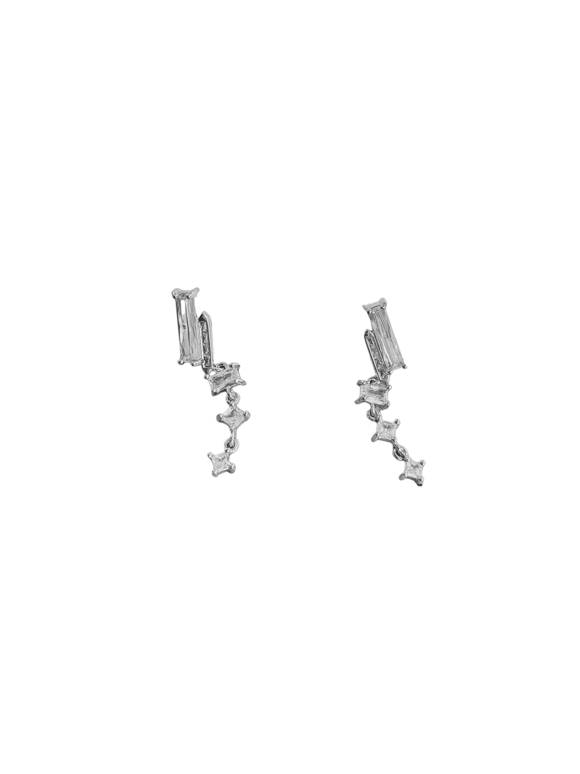 Silver Sallantılı Cam Taş Küpe 