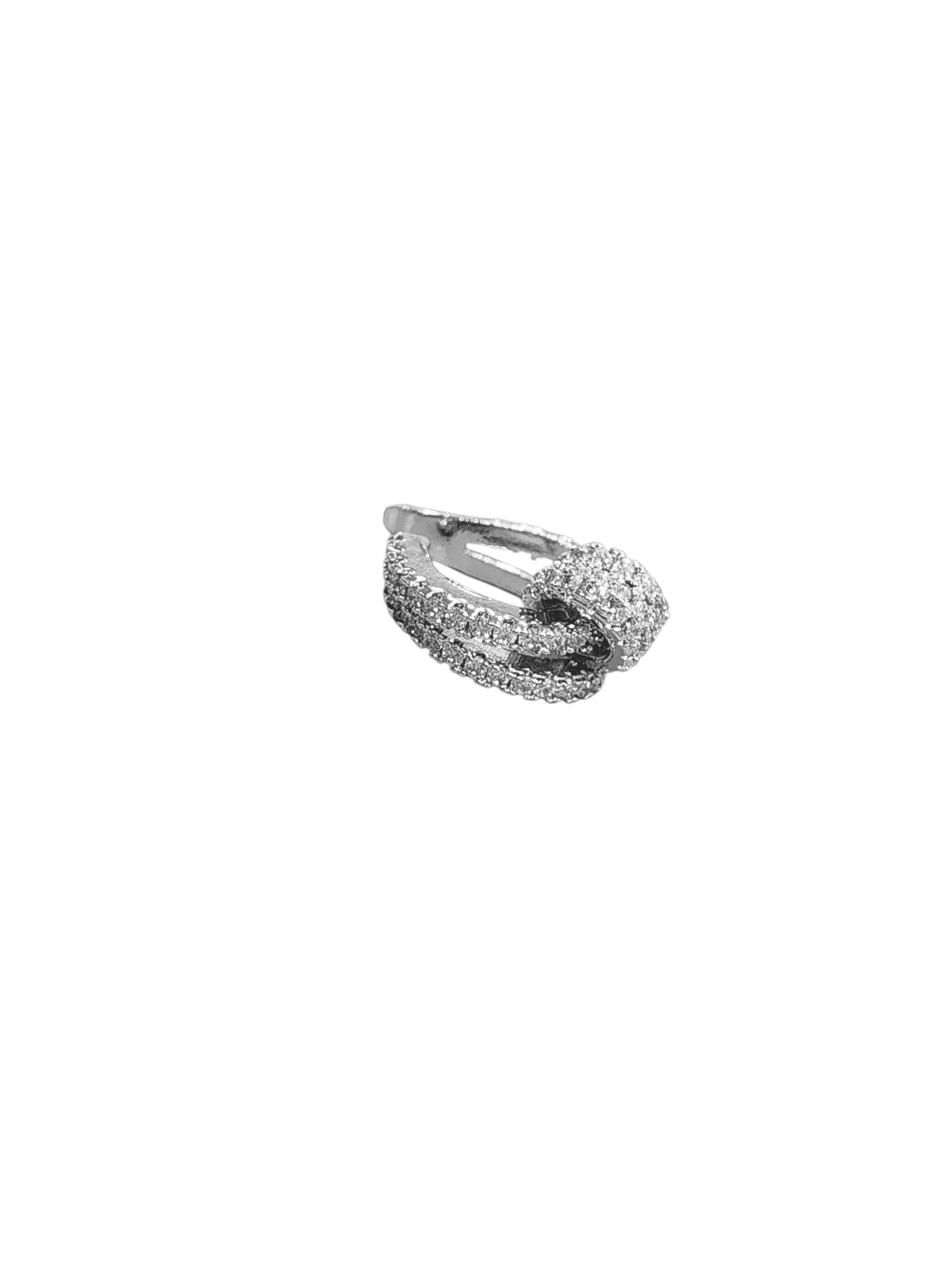 Silver Zirkon Taşlı Halka Detay Sıkıştırmalı Kıkırdak Küpe